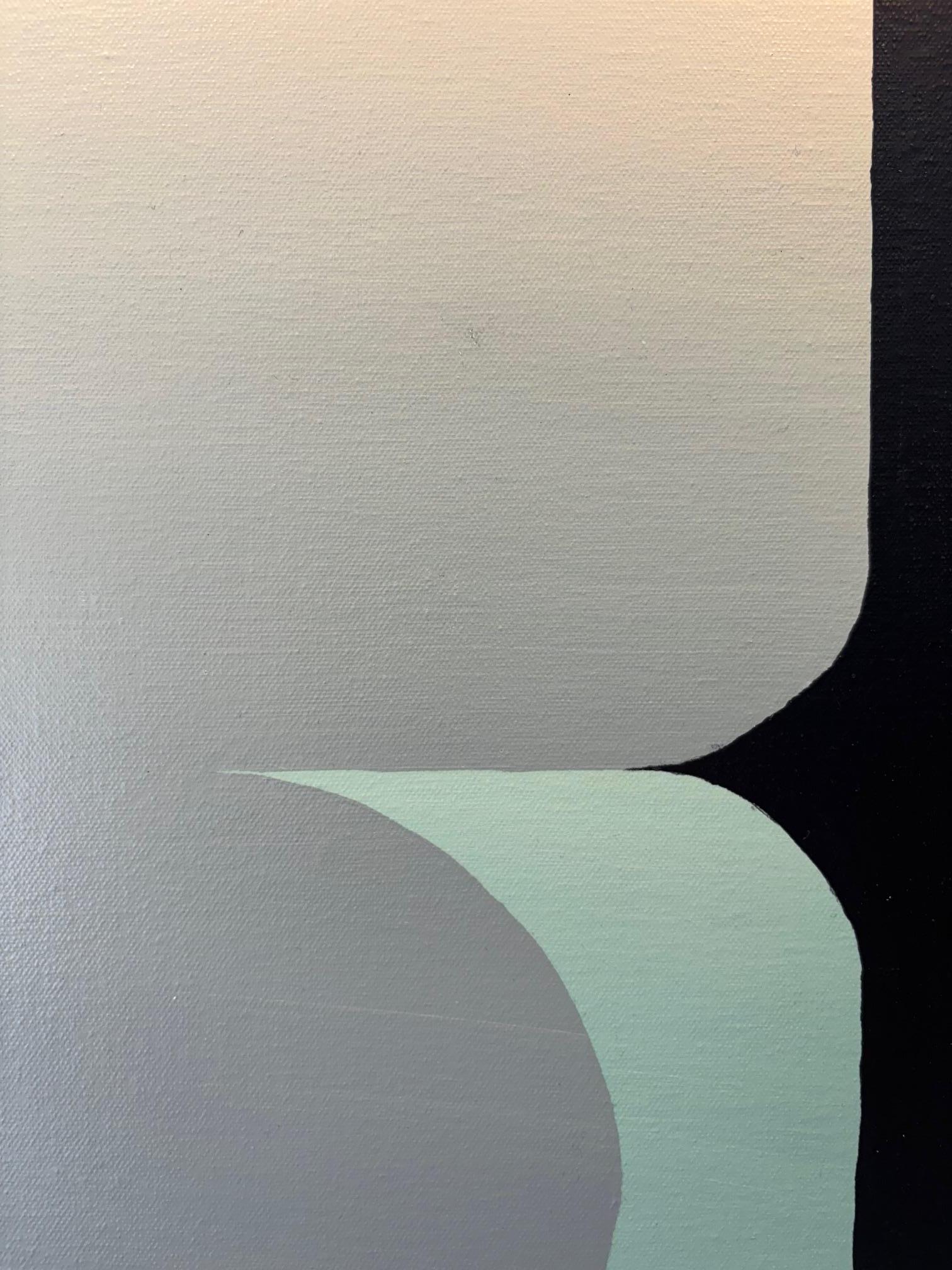Setting-geometric acrylic painting-original abstract art-contemporary artwork - Gray Abstract Painting by Kevin Cross