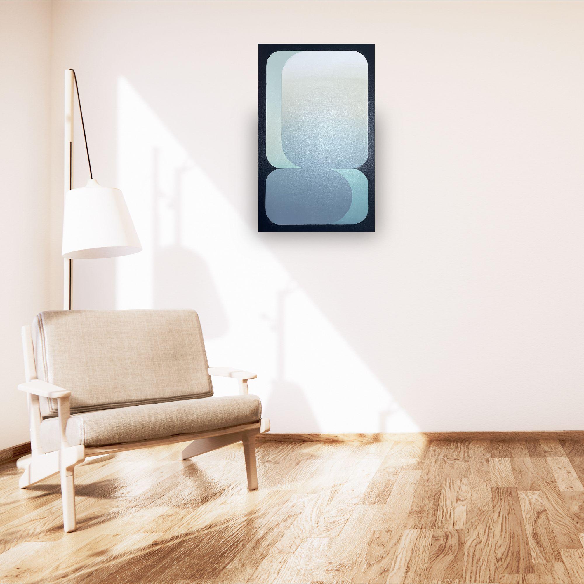  This exceptional artwork is currently on display and available for sale at Signet Contemporary Art Gallery and online.

This original abstract painting, Setting, stands as a beautifully subtle expression of contemporary geometric abstraction by