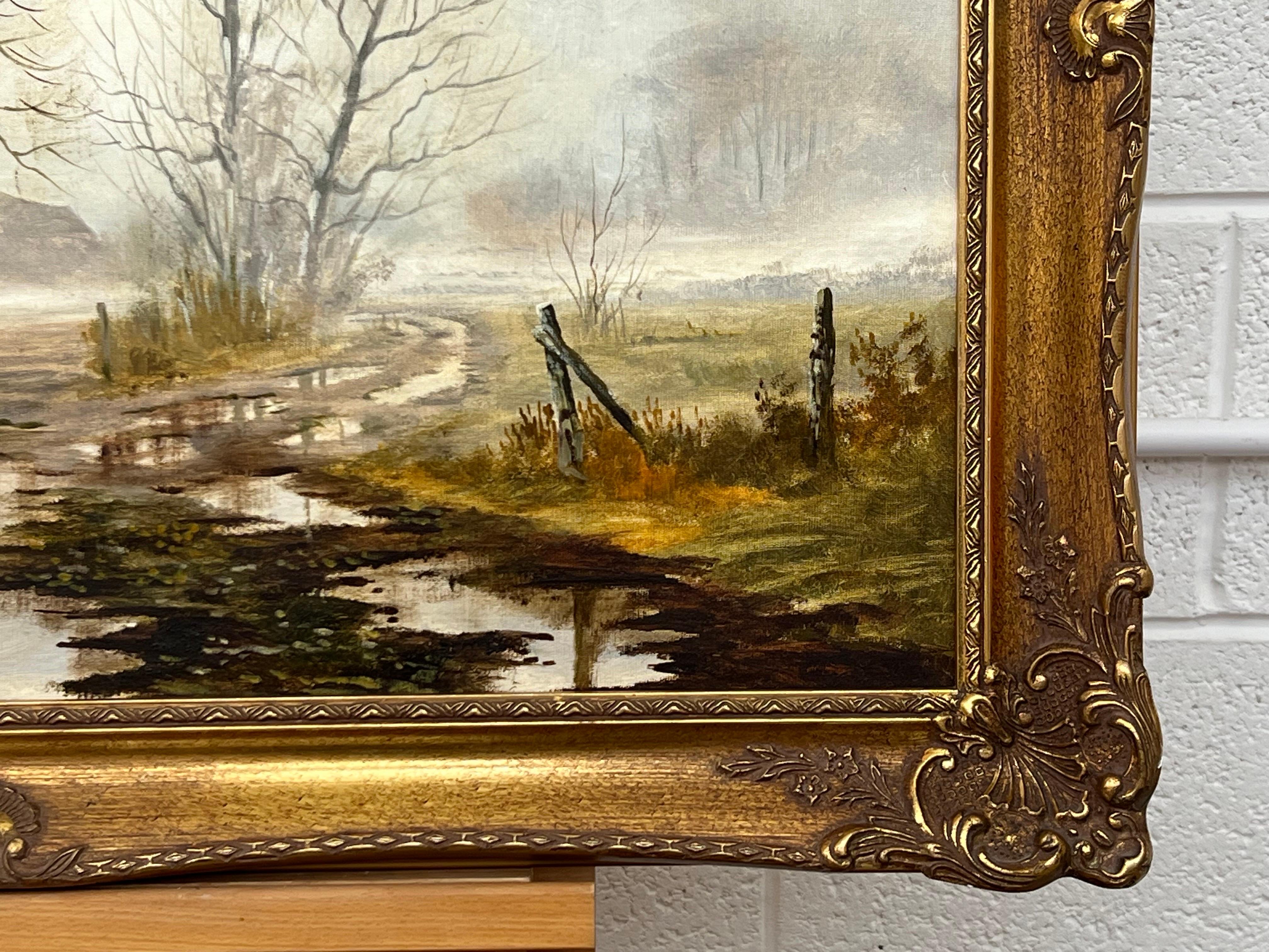 Lane's in inverno nel Suffolk nella campagna inglese dell'artista britannico Kevin Curtis (1958-2009)

L'arte misura 30 x 20 pollici
La cornice misura 35 x 25 pollici

Quadro originale vintage in una cornice decorata

Questo dipinto ritrae un