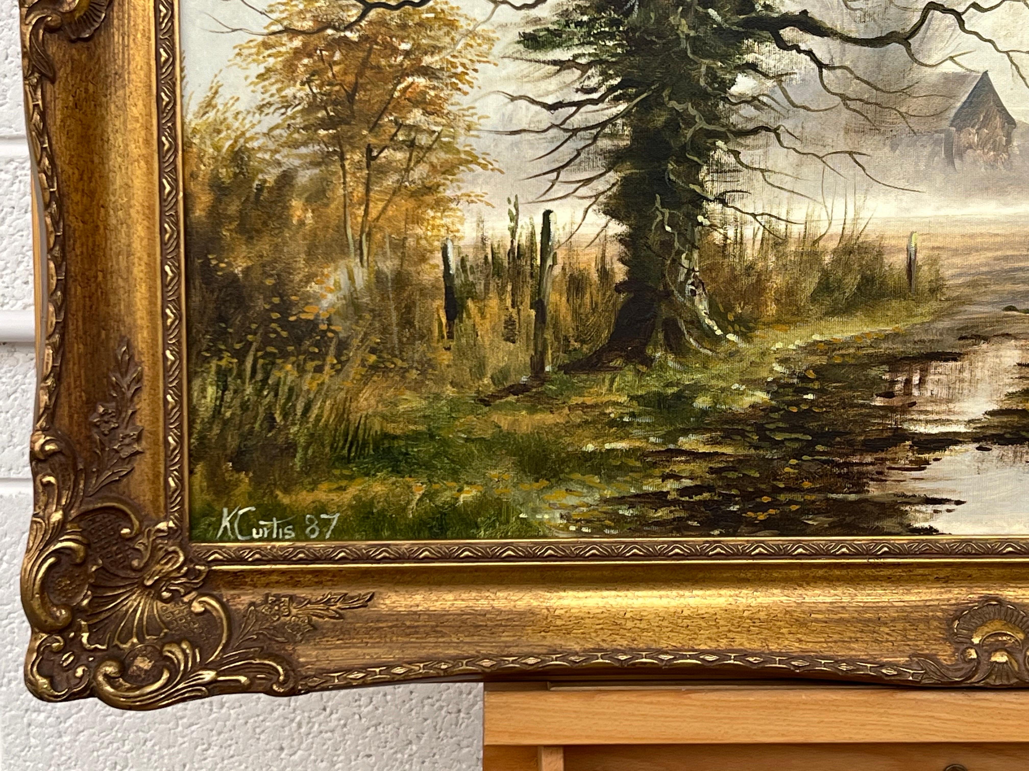 Lane's in inverno nel Suffolk, nella campagna inglese, di un artista britannico in vendita 1