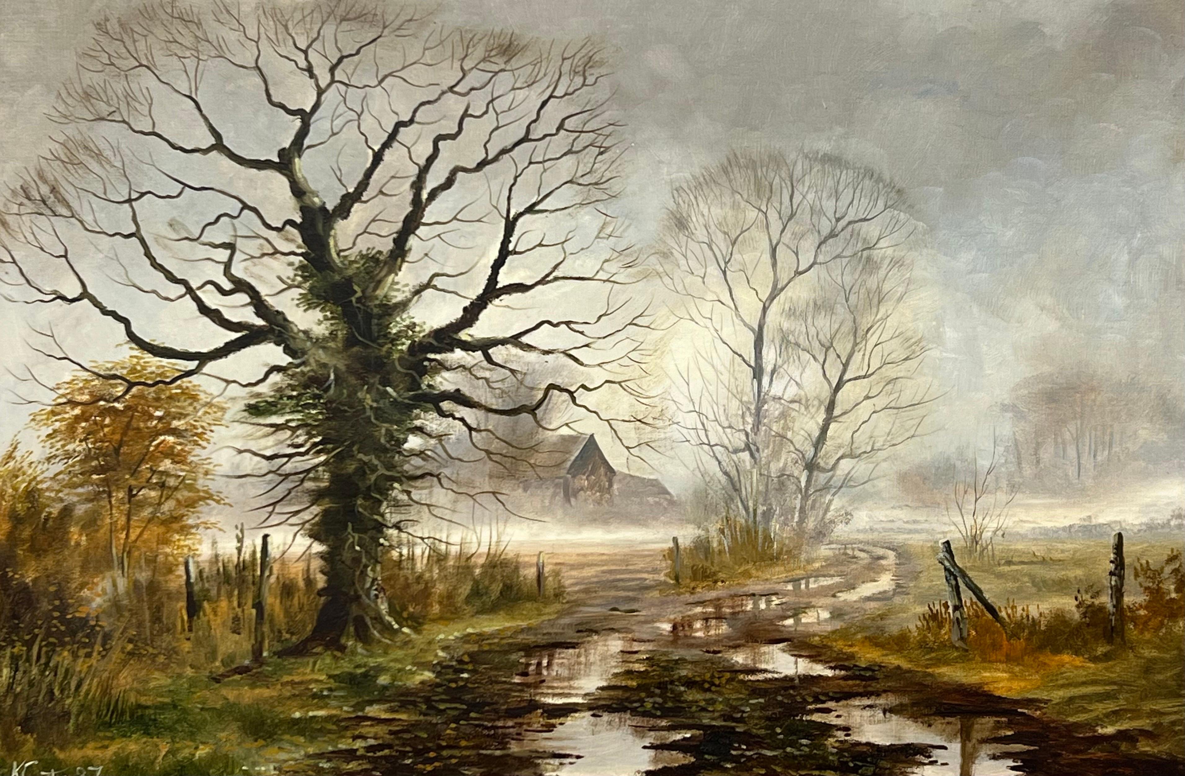 Lane's in inverno nel Suffolk, nella campagna inglese, di un artista britannico in vendita 4