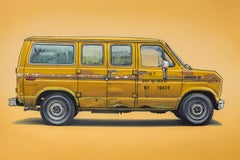 "Thompson", Yellow Vintage Van Side Profile on Mustard Background