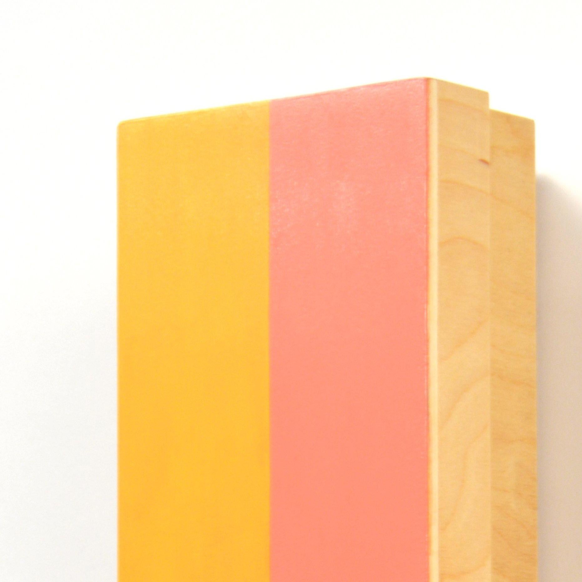 Kevin Finklea’s painted geometric sculptures on wood are directed with the artists care to form and balance, further informed by the artist's almost obsessive attention and devotion to color. The areas of saturated color itself are purposefully