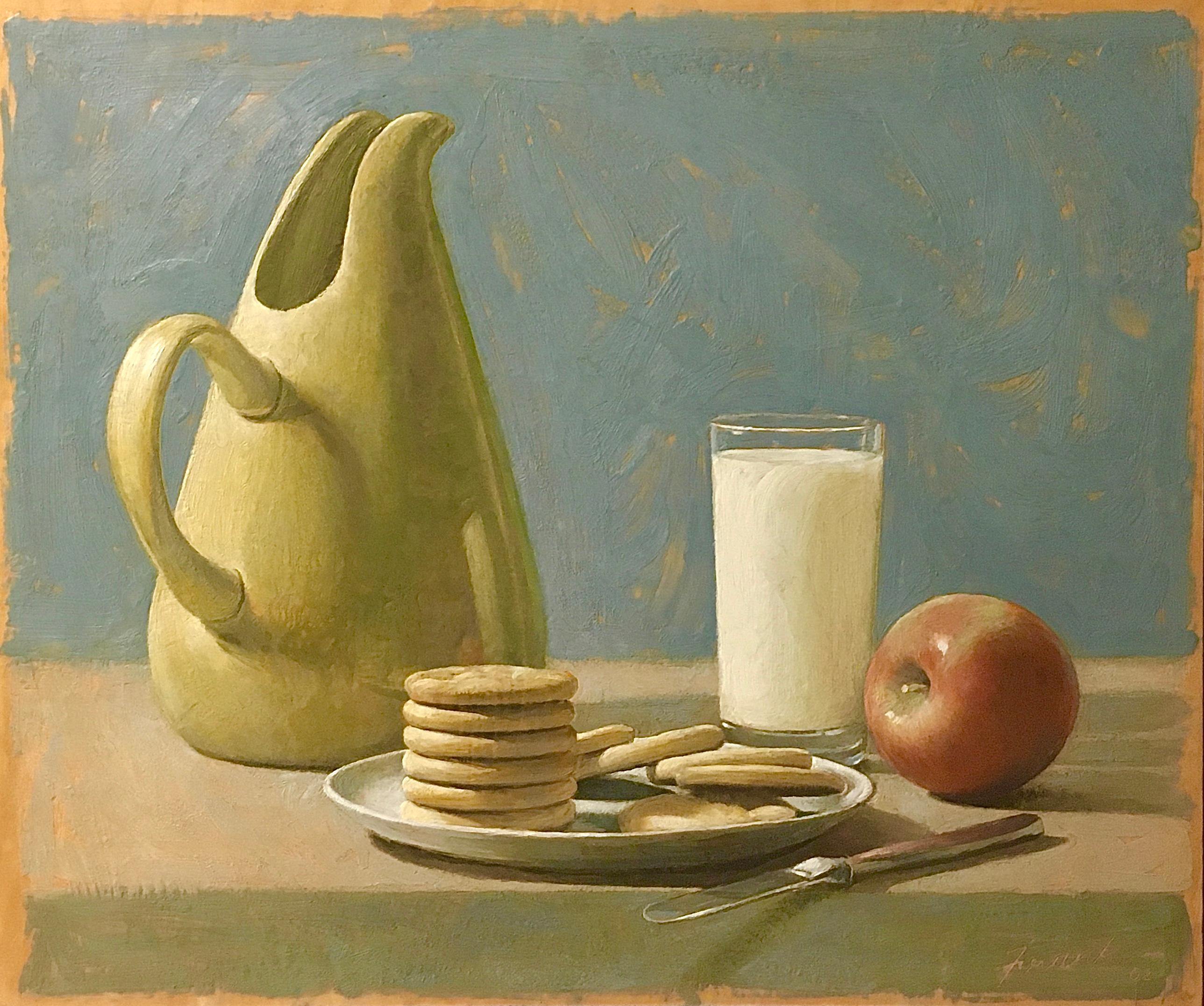 Kevin Frank Figurative Painting - Milk and Crackers