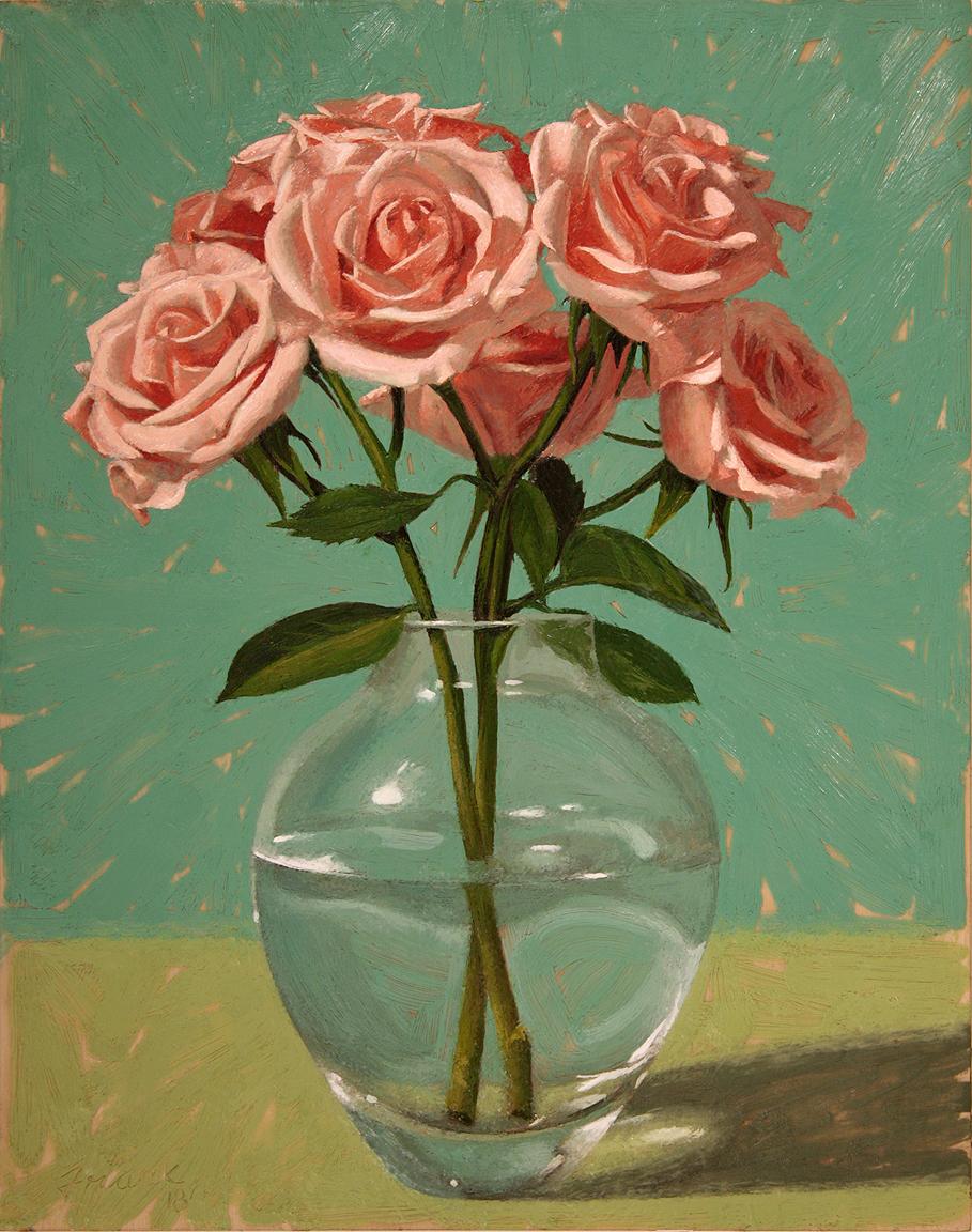 Kevin Frank Figurative Painting - Pink Roses
