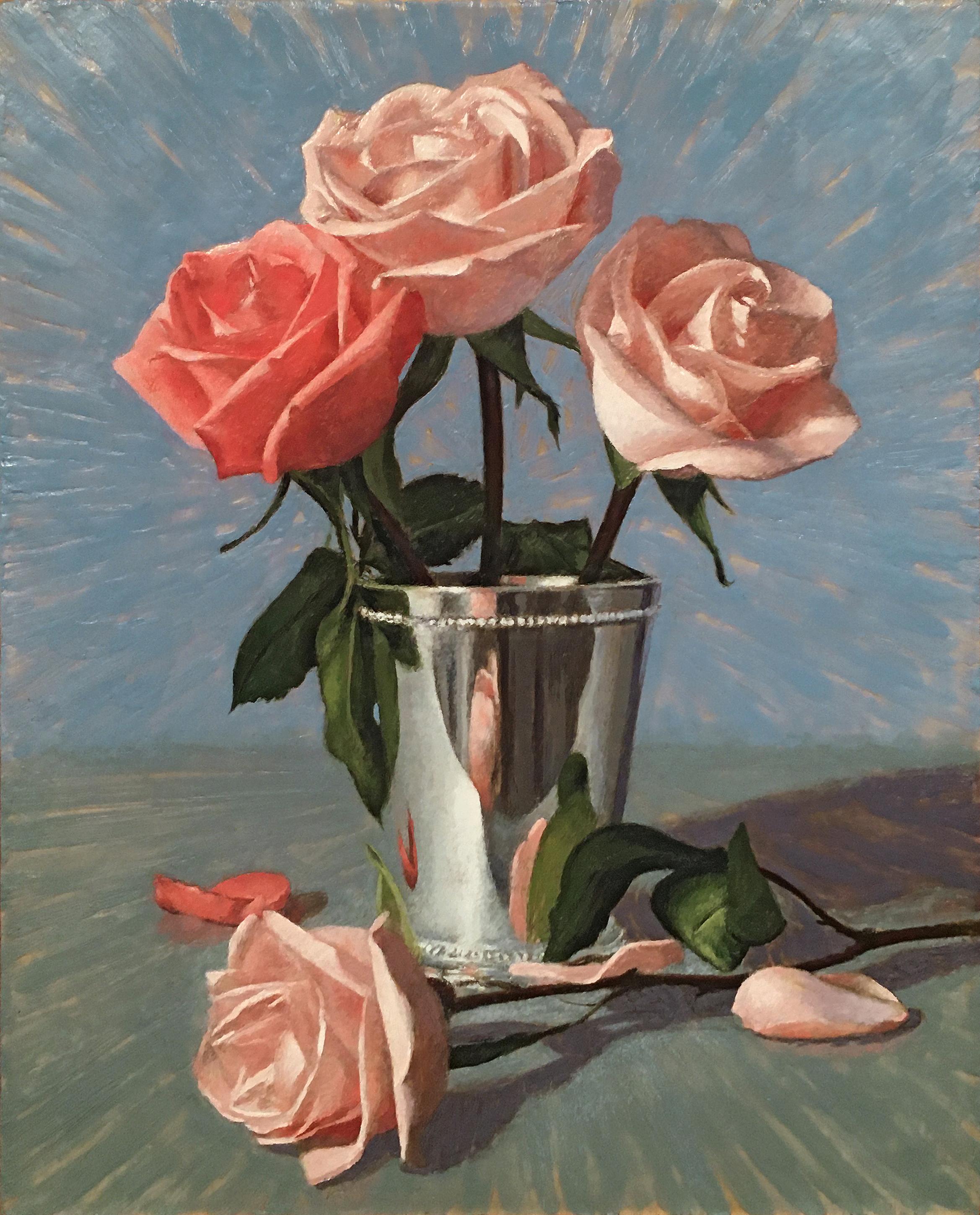 Kevin Frank Figurative Painting - Portrait of Four Roses