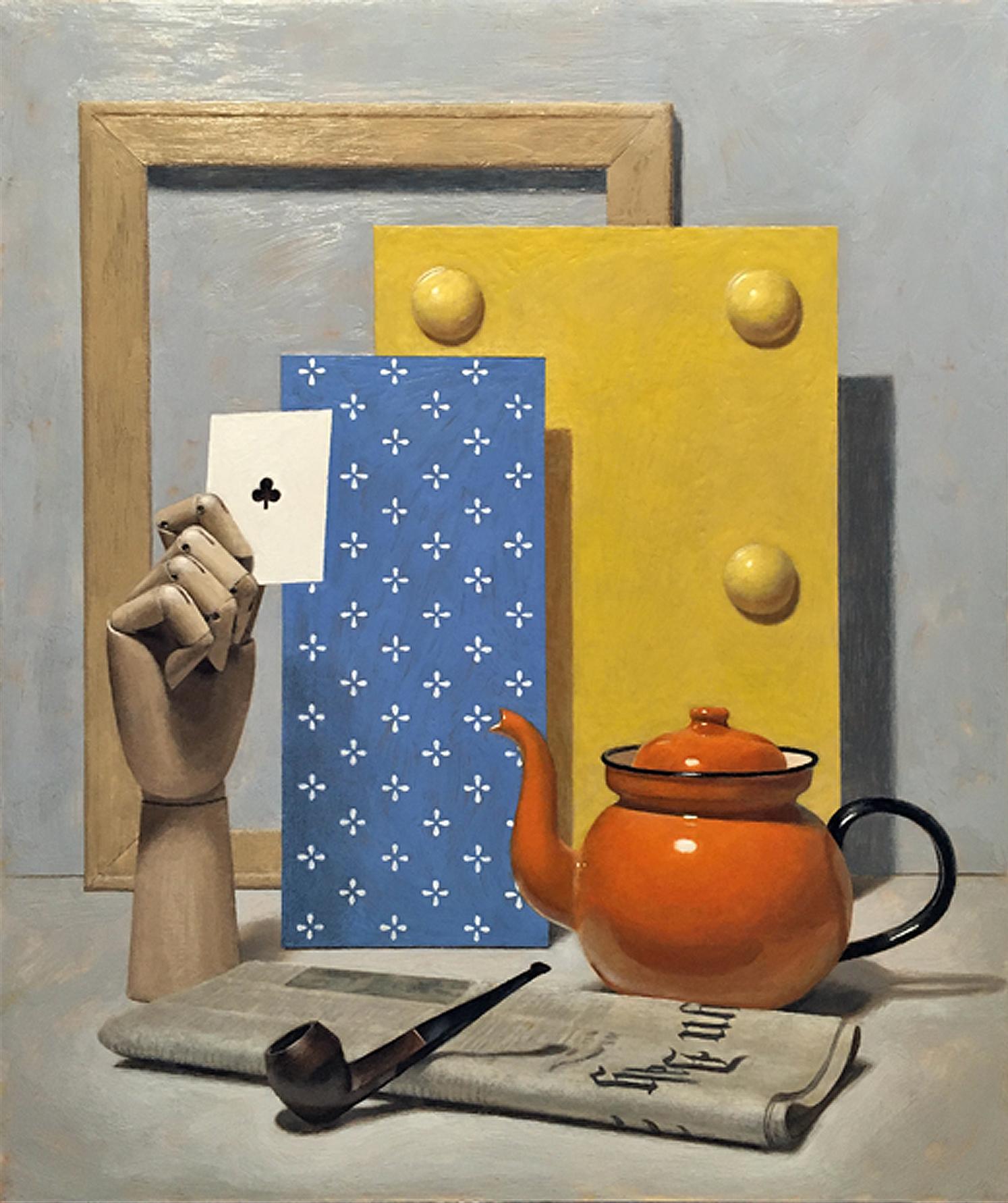 Still Life with Yellow Beam - Painting by Kevin Frank