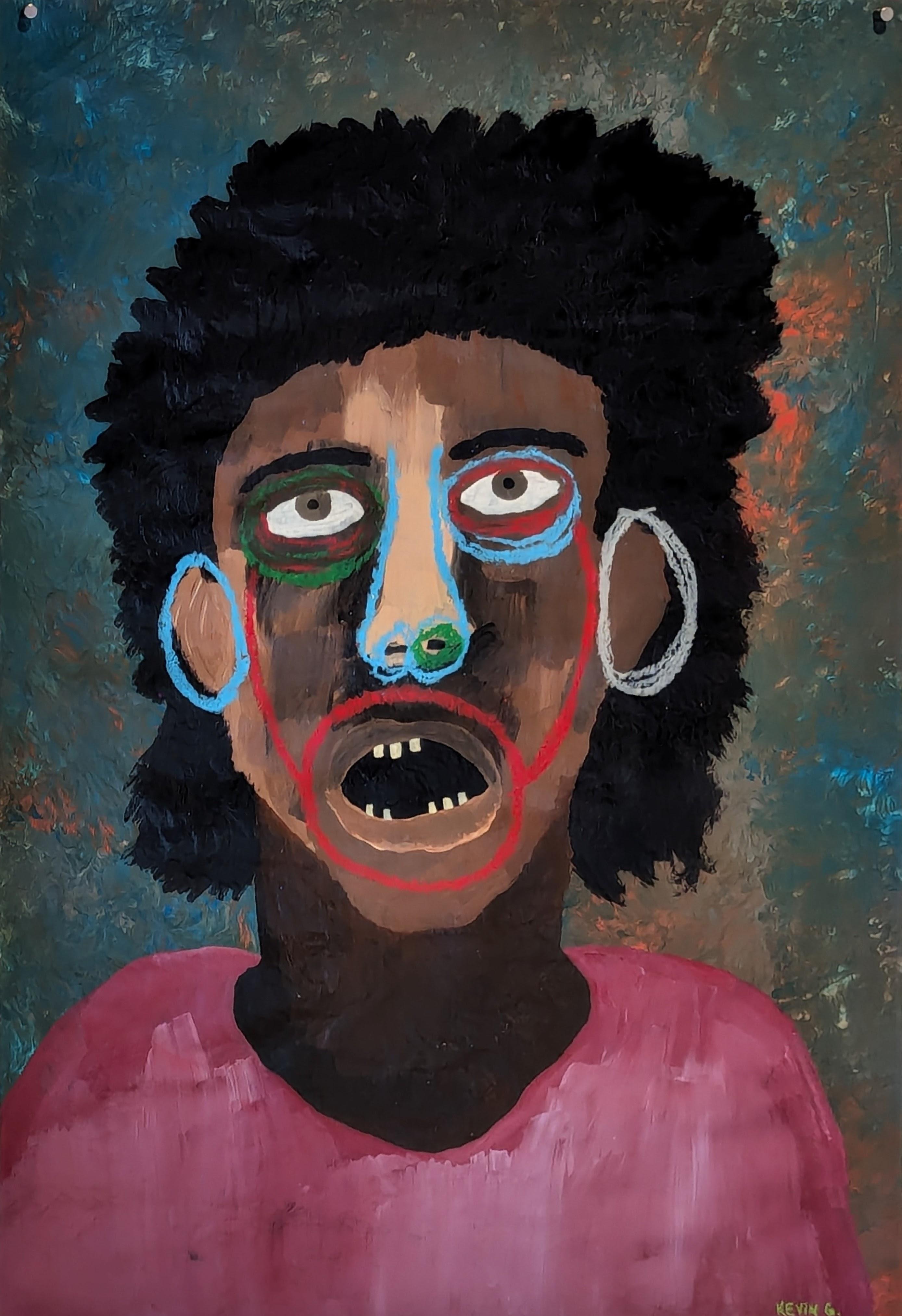 Portrait Painting Kevin Gilmore - "The Lonely Family : Jake" Contemporary Outsider Art Figurative Painting