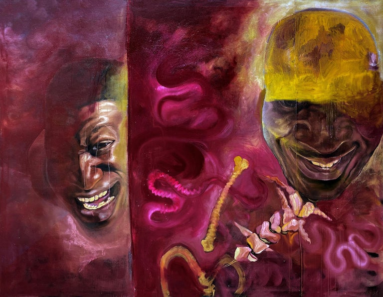 Kevin Hopkins Portrait Painting - The Deceiver Below IV (Black Student Union at KCAI)