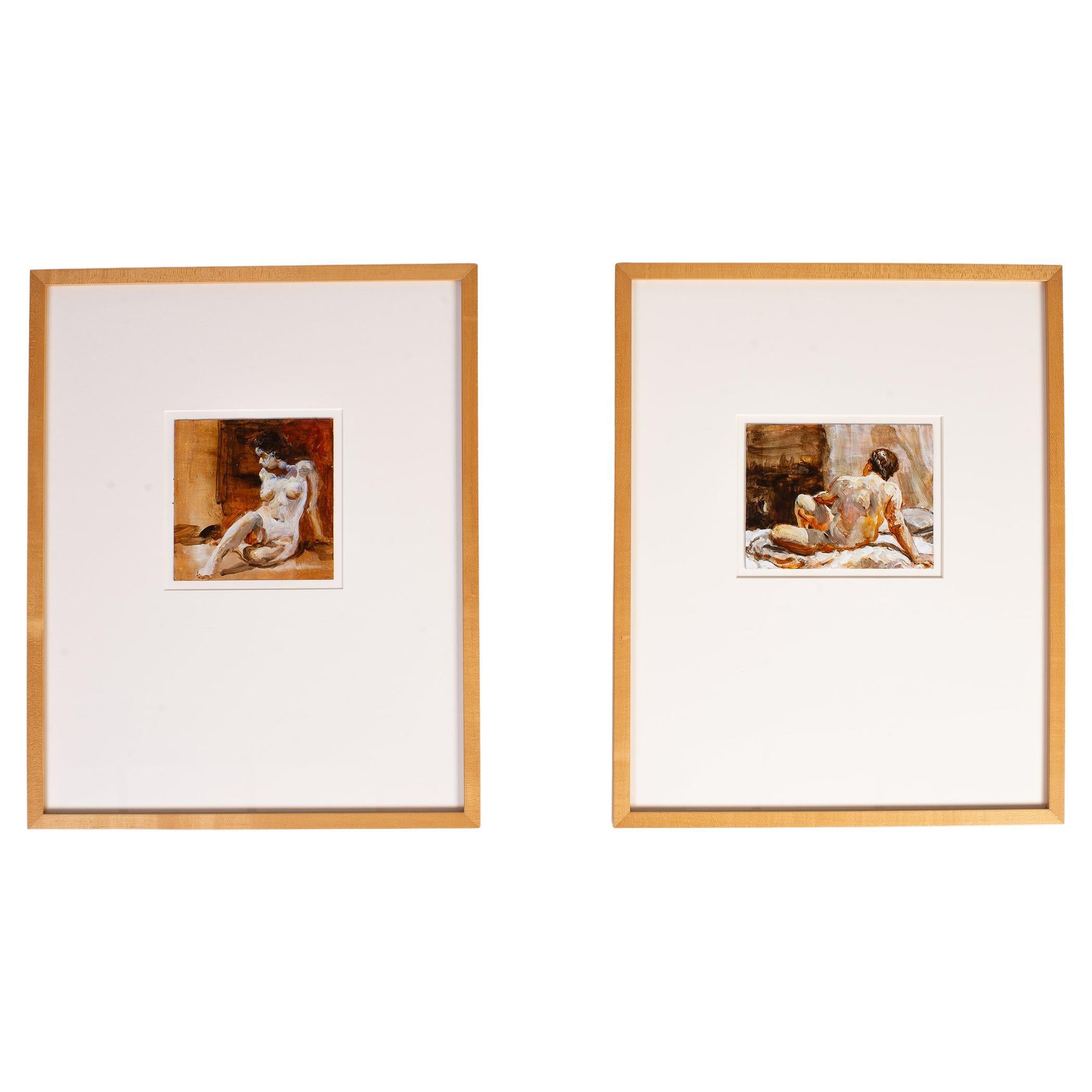 Kevin Kadar Pair of Nude Acrylic Paintings 1996