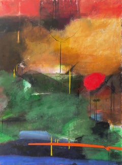 Large Bay Area Oil 'Abstract in Green and Gold', San Francisco Art Institute