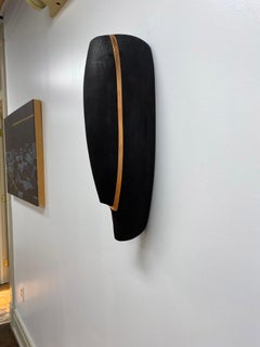 Contemporary Wood and Copper Sculpture Black Gold Wall Work Kegler Rare