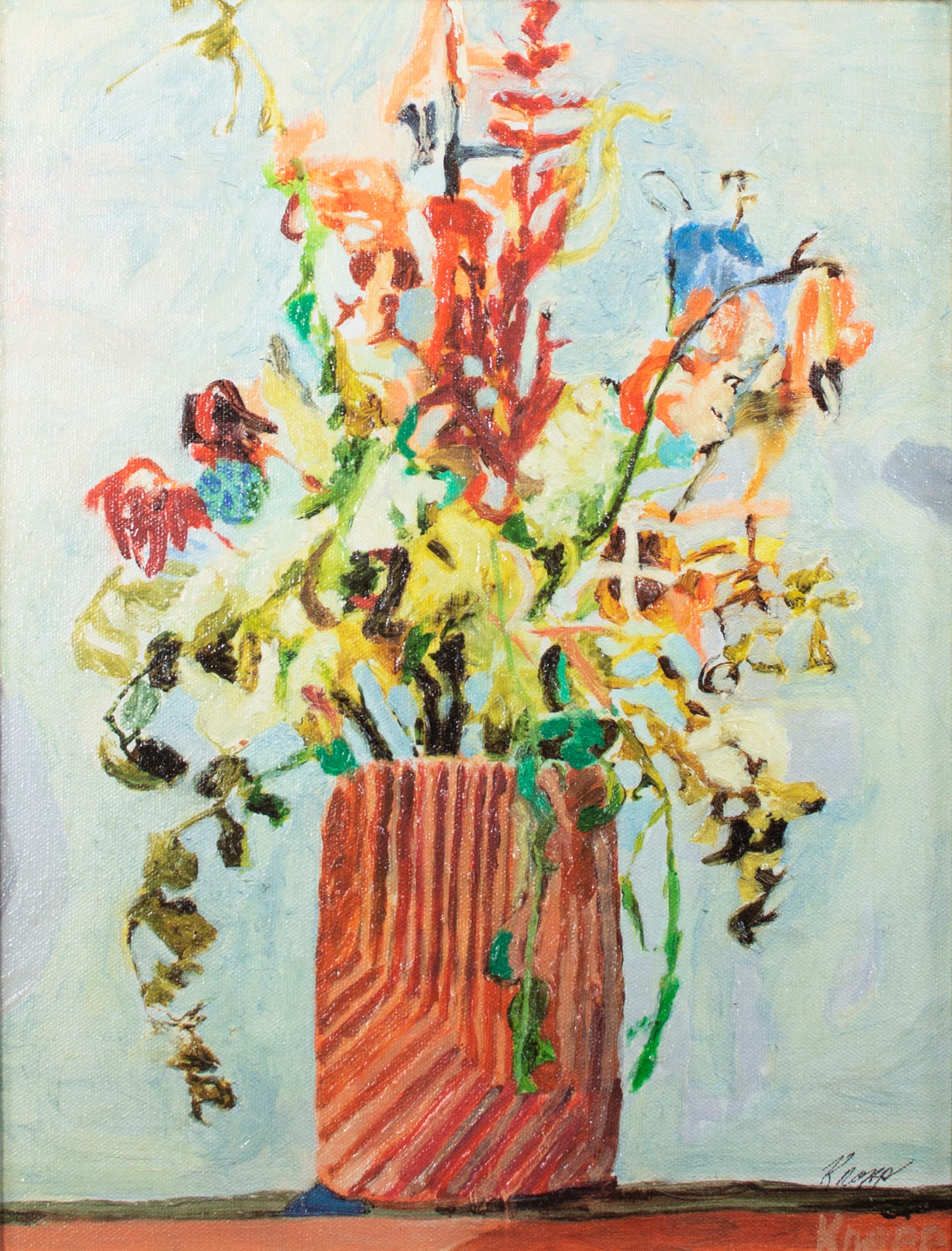 Dried Flowers in einer Steingutvase mit Giclee-Druck in Frühlingsfarben als Geschenkdekoration für Mutter – Print von Kevin Knopp