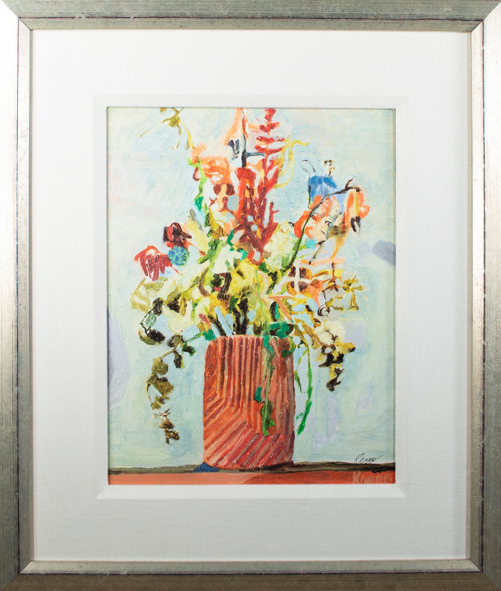 'Dried Flowers in a Stoneware Vase' by Kevin Knopp hand-embellished giclée