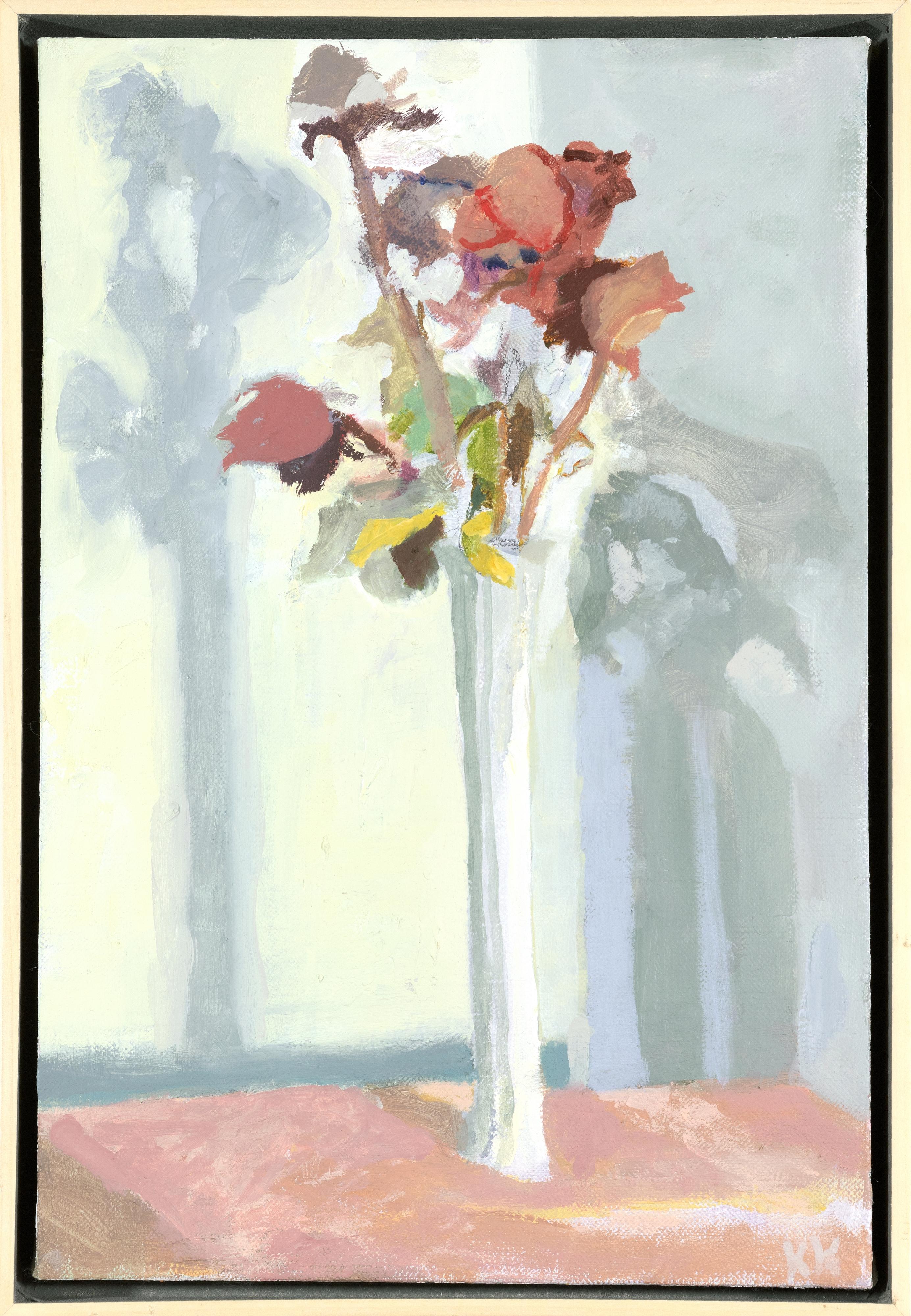 'Dried Flowers in Porcelain Vase' Oil on Canvas - Painting by Kevin Knopp