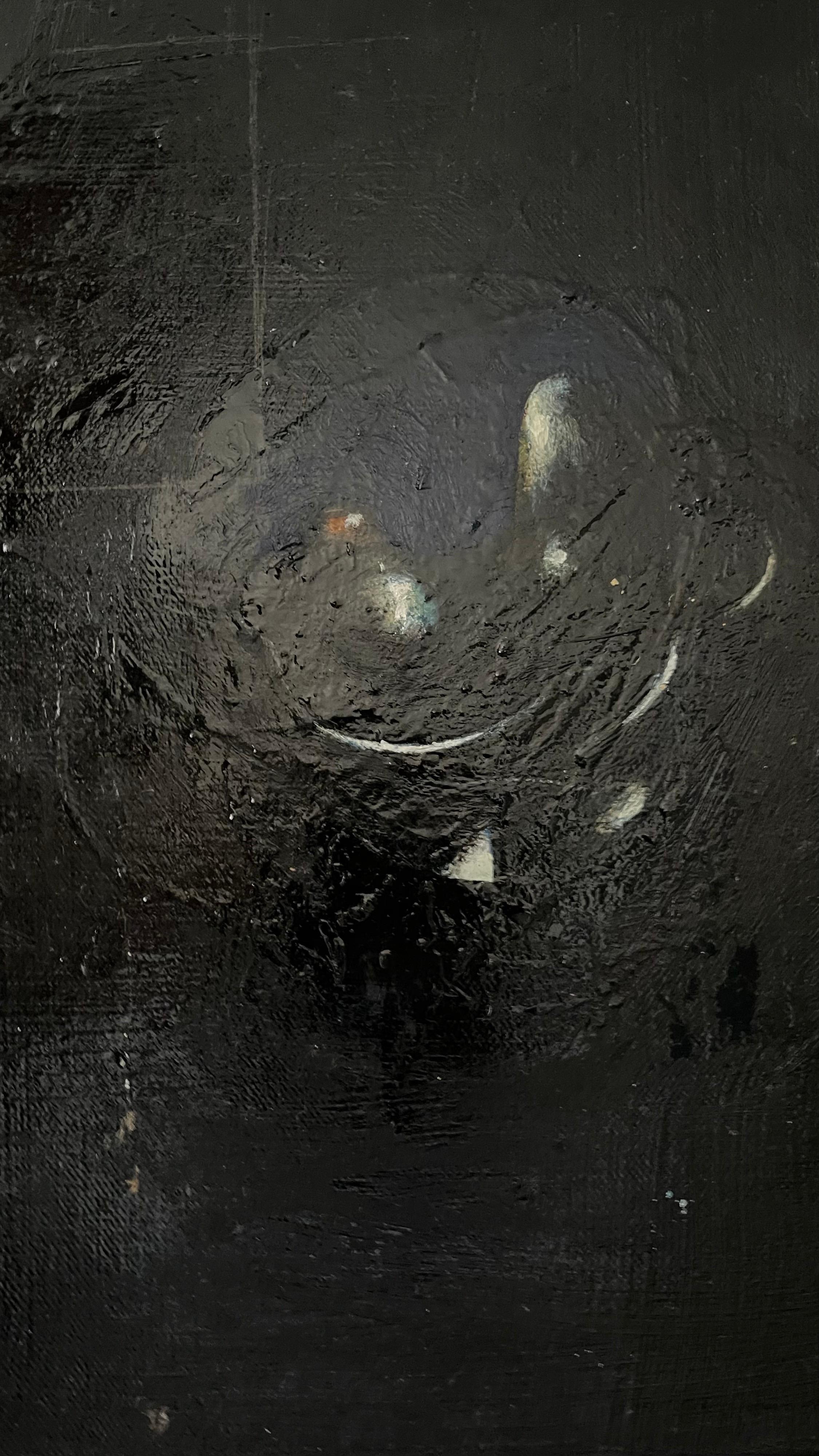 Minimalista  Pittura a olio nera, collage, tecnica mista su tela Kevin Larmon in vendita 9