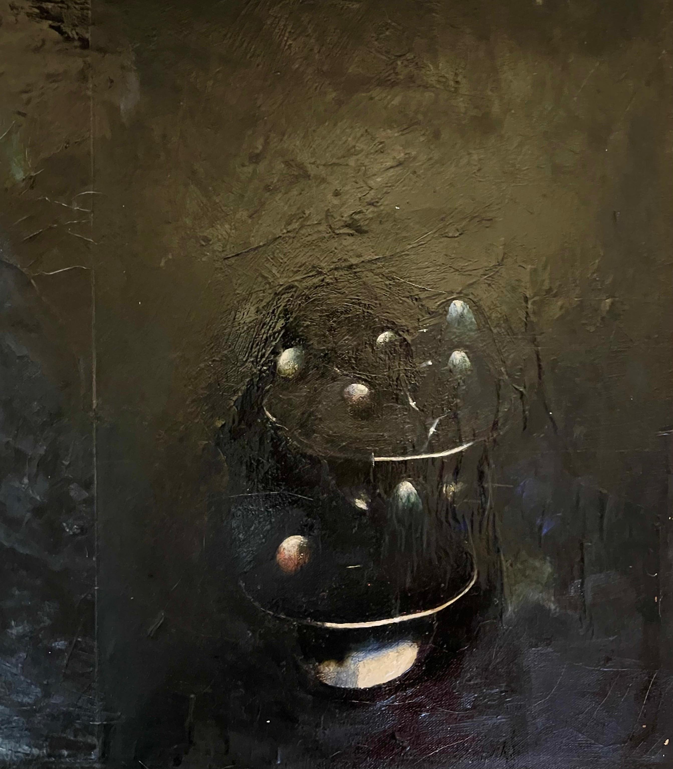 Minimalista  Pittura a olio nera, collage, tecnica mista su tela Kevin Larmon in vendita 9