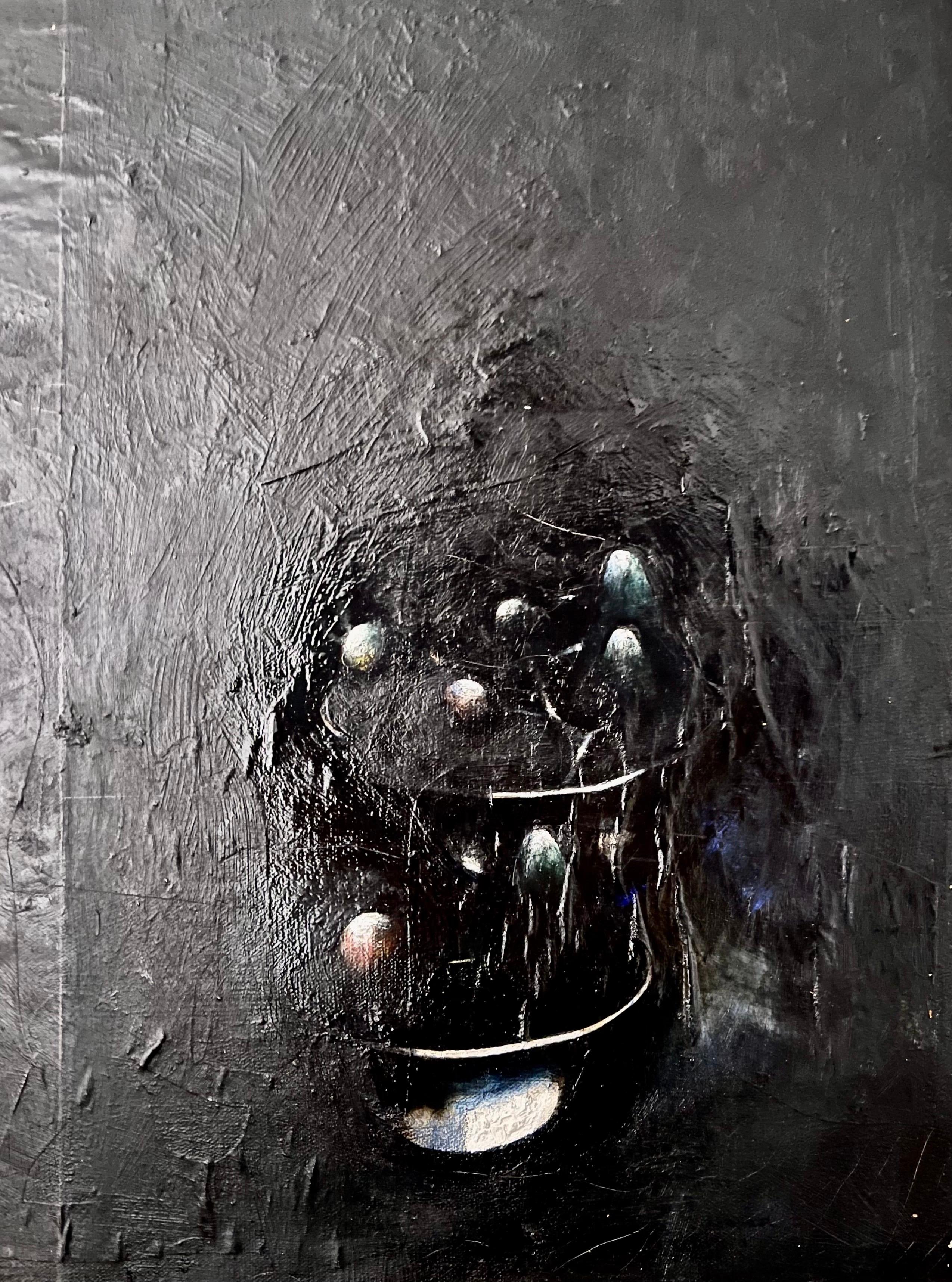 Minimalista  Pittura a olio nera, collage, tecnica mista su tela Kevin Larmon in vendita 6