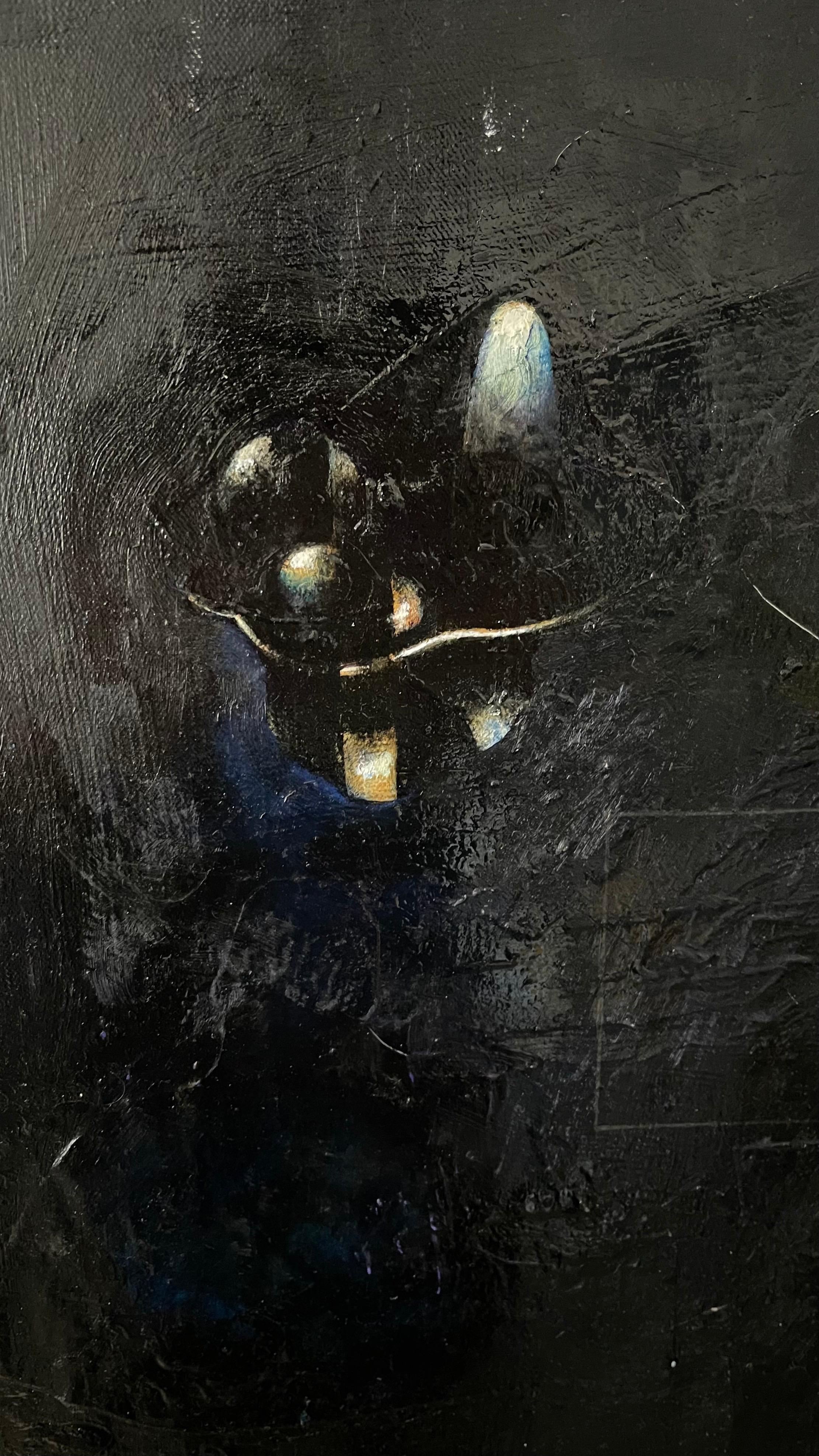 Minimalista  Pittura a olio nera, collage, tecnica mista su tela Kevin Larmon in vendita 7