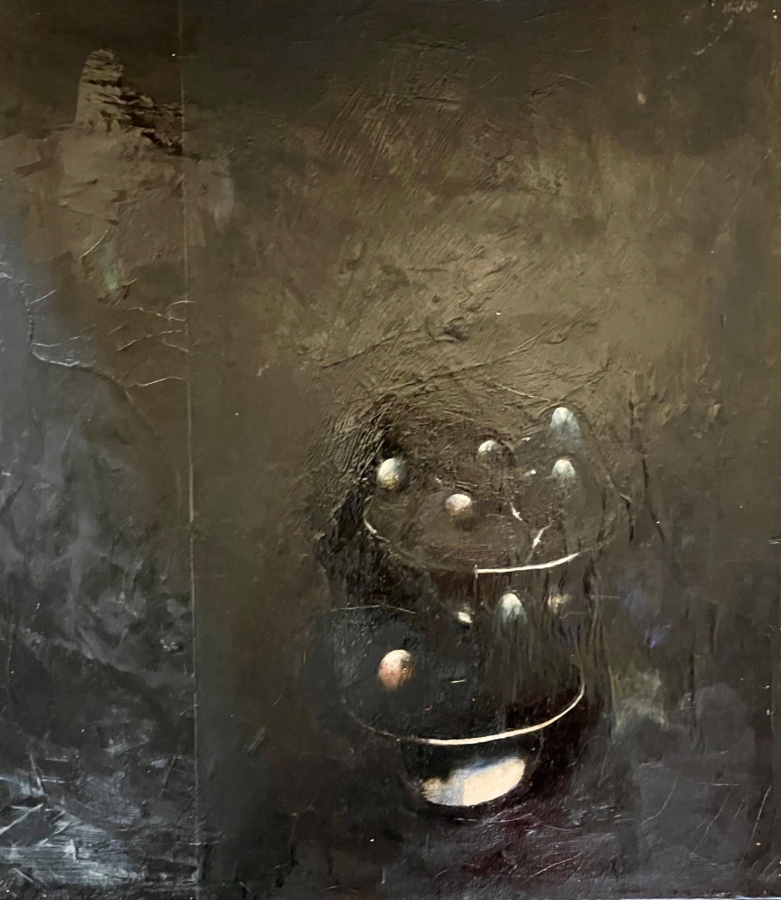 Minimalista  Pittura a olio nera, collage, tecnica mista su tela Kevin Larmon in vendita 8