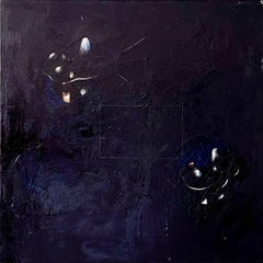 Minimalist  Black Oil Painting, Collage, Mixed Media on Canvas Kevin Larmon 