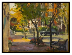 Kevin Macpherson Original Painting Oil On Board Signed Cityscape Framed Artwork