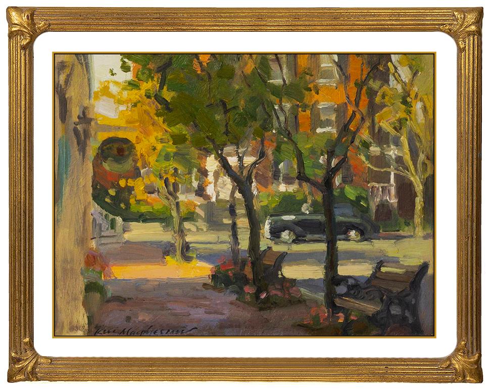 Kevin MacPherson Landscape Painting - Kevin Macpherson Original Painting Oil On Board Signed Cityscape Framed Artwork