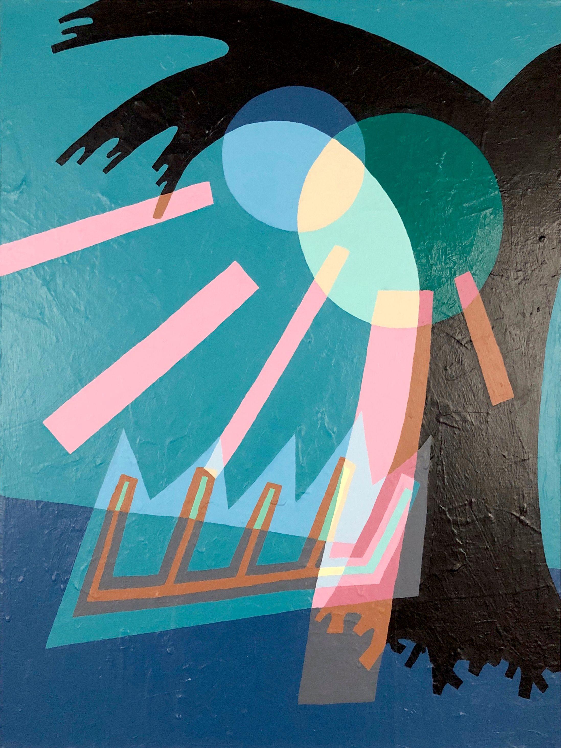 Abstract Painting di Kevin Matheson - Sole di sera, Pittura, Acrilico su tela