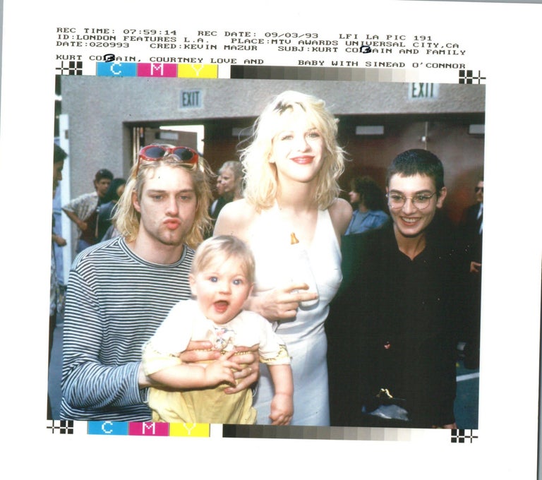 Kevin Mazur Portrait Photograph - Kurt Cobain, Courtney Love, and Frances Bean Vintage Original Photograph