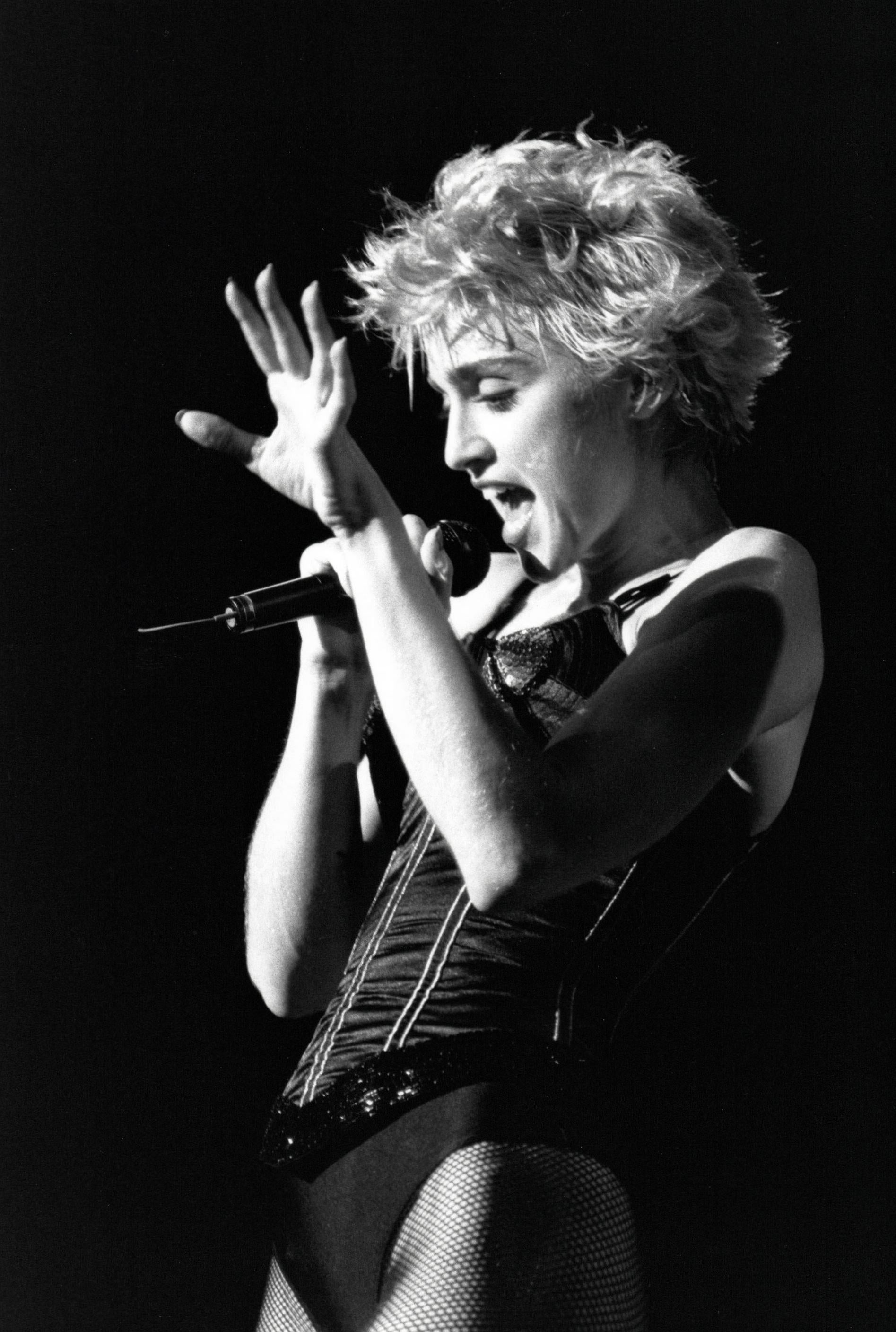 Kevin Mazur Portrait Photograph - Madonna Performing in Bustier Vintage Original Photograph