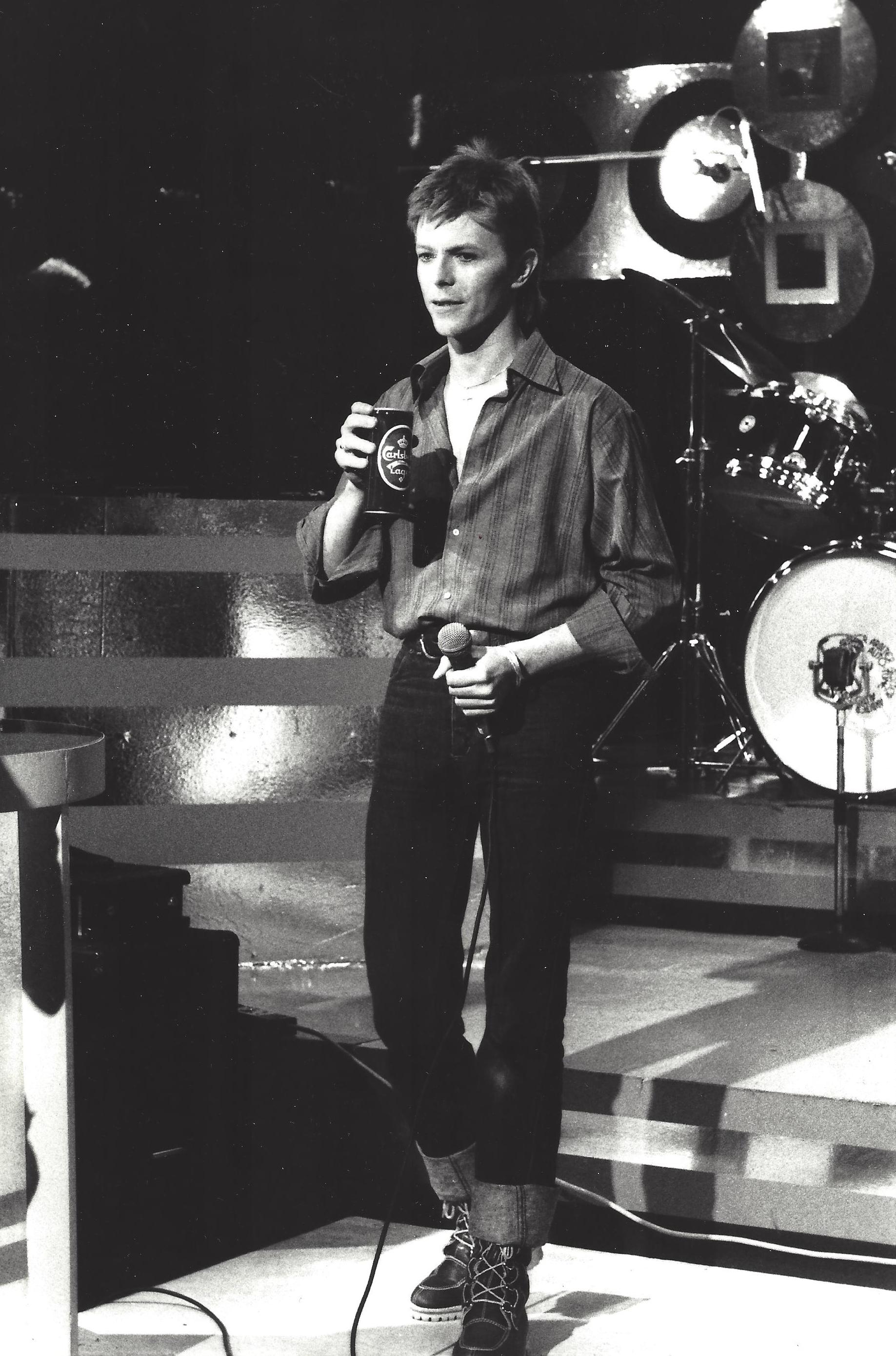 Kevin Mazur Portrait Photograph - Young David Bowie on Stage Vintage Original Photograph