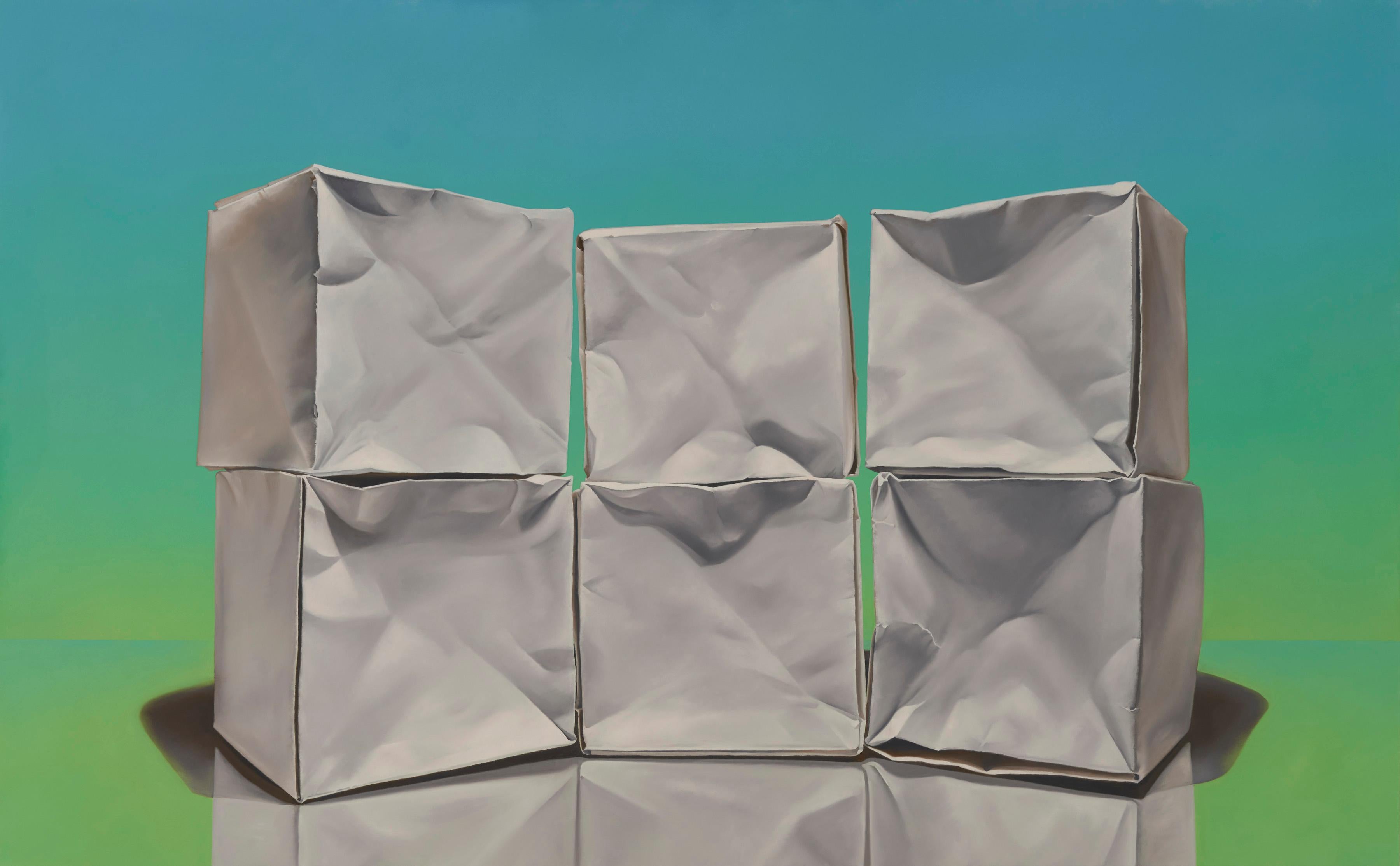 CUMULUS - Contemporary Realism / Still Life with Origami / High Color Blue-Green