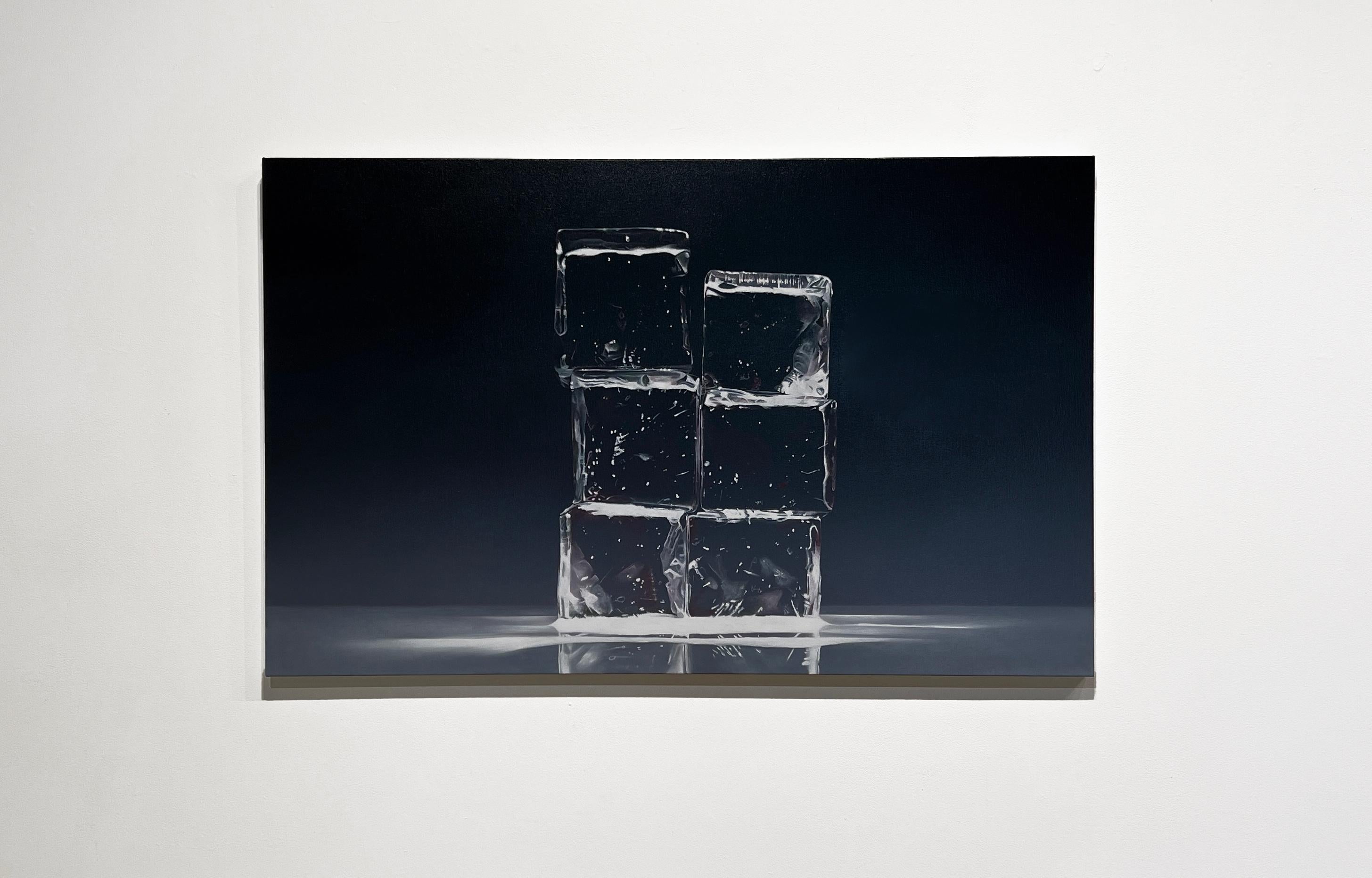 GHOSTS - Contemporary Realism / Still Life with Ice Cubes / Impermanence - Painting by Kevin Palme