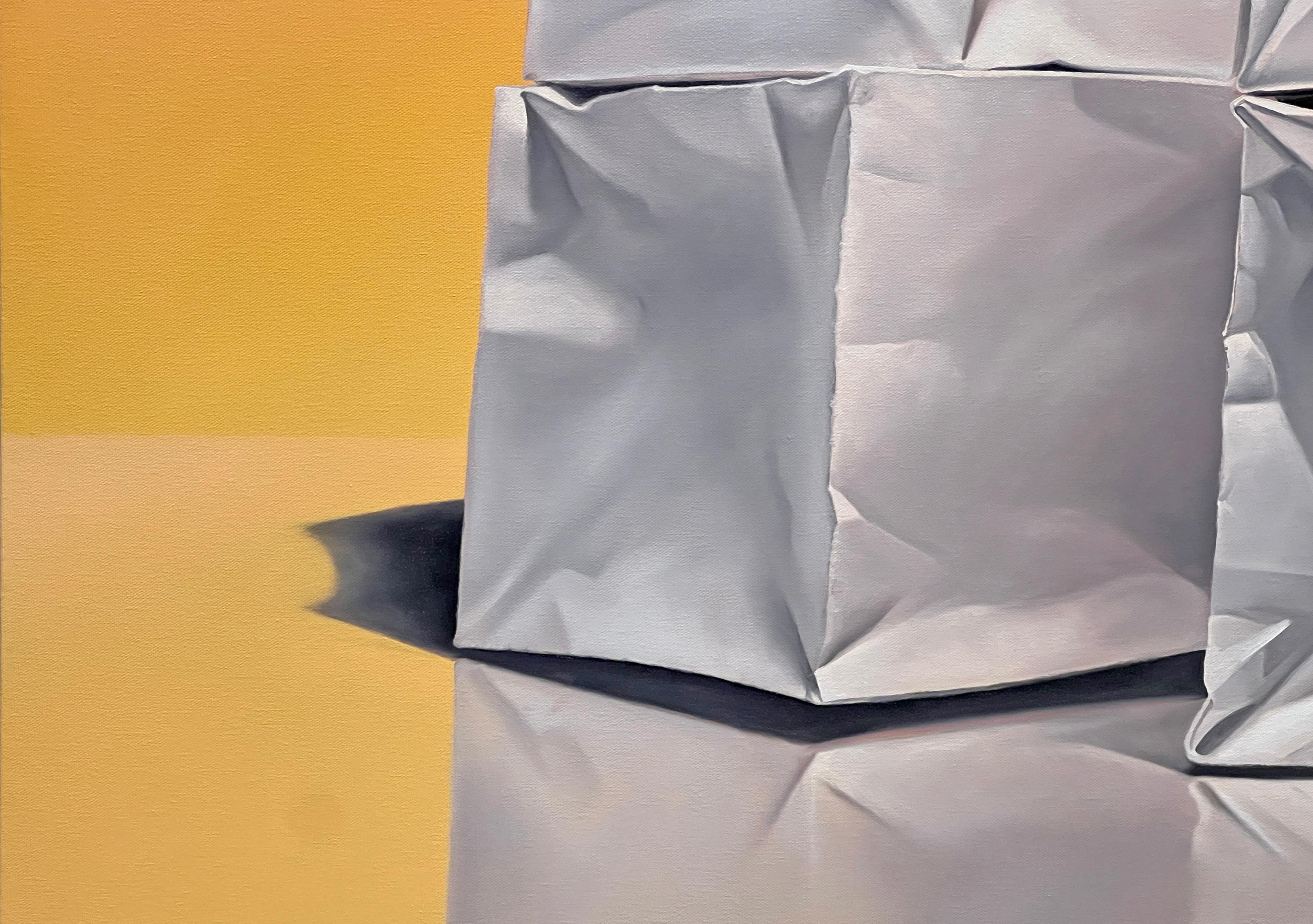NIMBOSTRATUS - Photorealism / Still Life with Origami / High Color Sunset - Photorealist Painting by Kevin Palme
