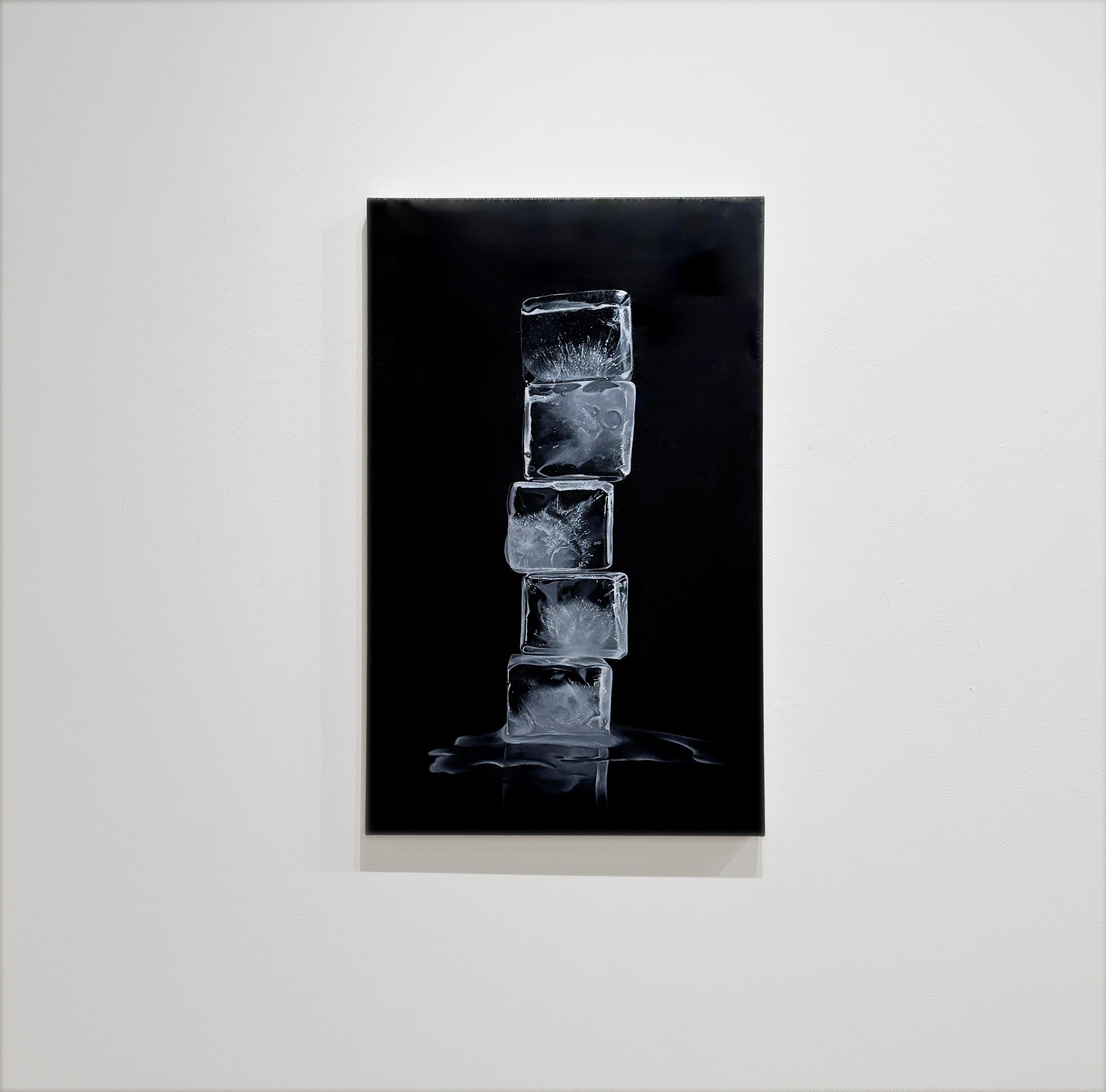 OBELISK, REMINISCENCE - Still life of Ice Cubes / Realism / High Contrast - Painting by Kevin Palme