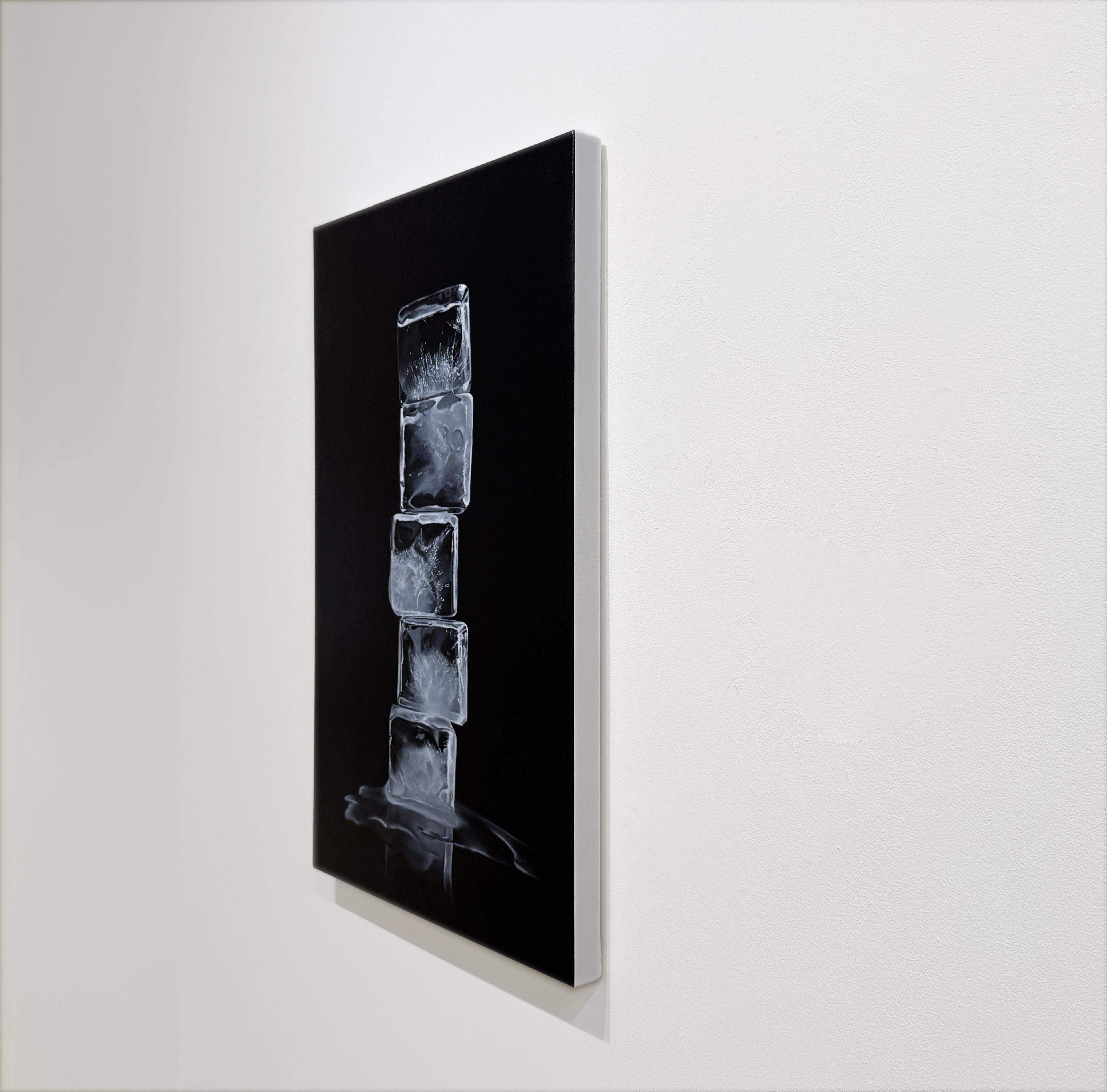 OBELISK, REMINISCENCE - Still life of Ice Cubes / Realism / High Contrast - Contemporary Painting by Kevin Palme