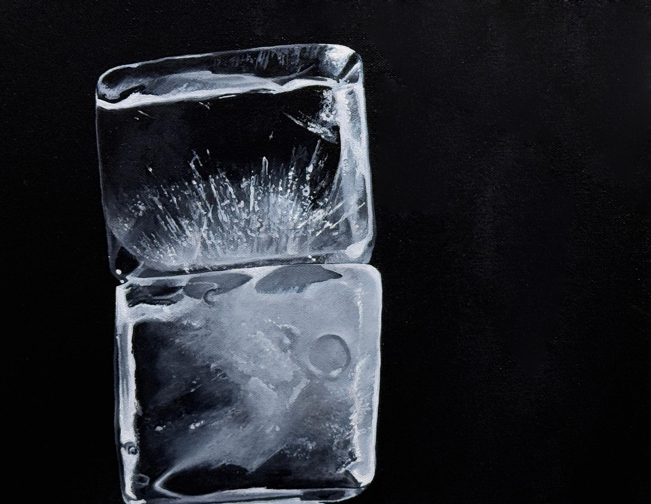 Original painting by Kevin Palme. 

Through ephemeral constructions of ice cubes and origami paper boxes, Kevin Palme (b. 1976, Morristown, NJ) seeks to convey the transitory nature of life. 

As the artist explains, 