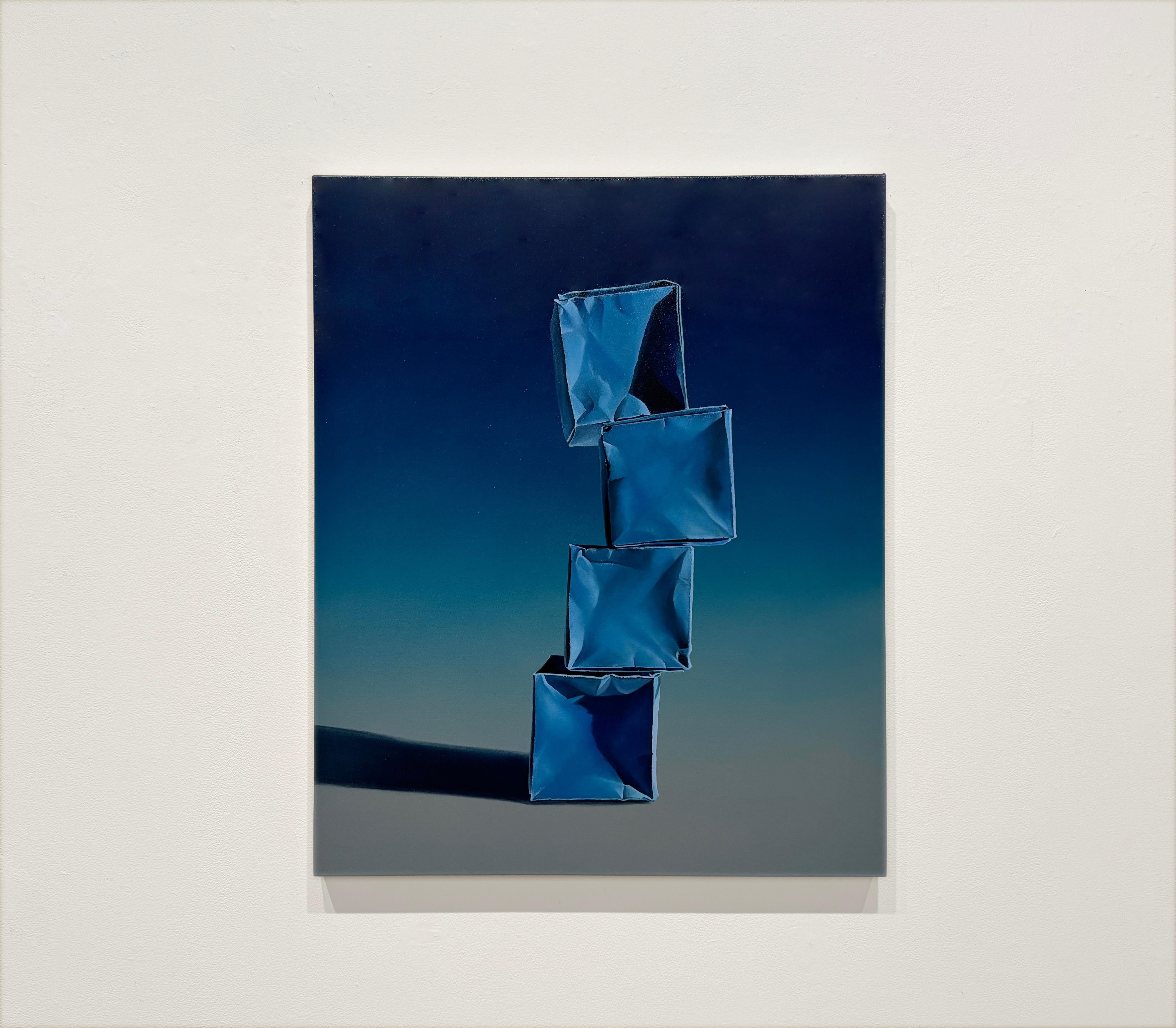 SCATOLE DI CARTA: MONOCROMO BLU - Origami / Realismo / Natura morta - Painting di Kevin Palme