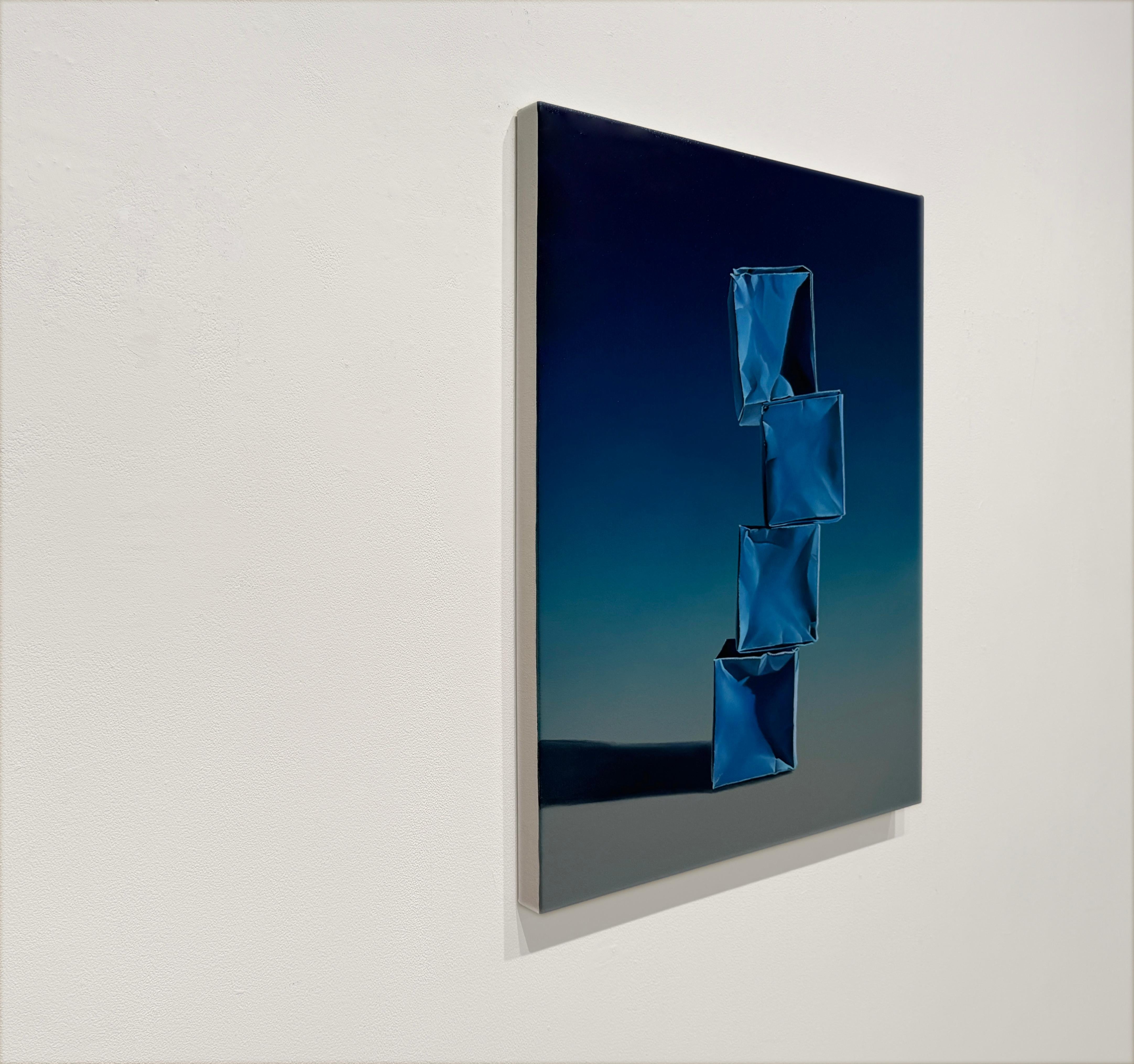 SCATOLE DI CARTA: MONOCROMO BLU - Origami / Realismo / Natura morta - Painting Contemporaneo di Kevin Palme