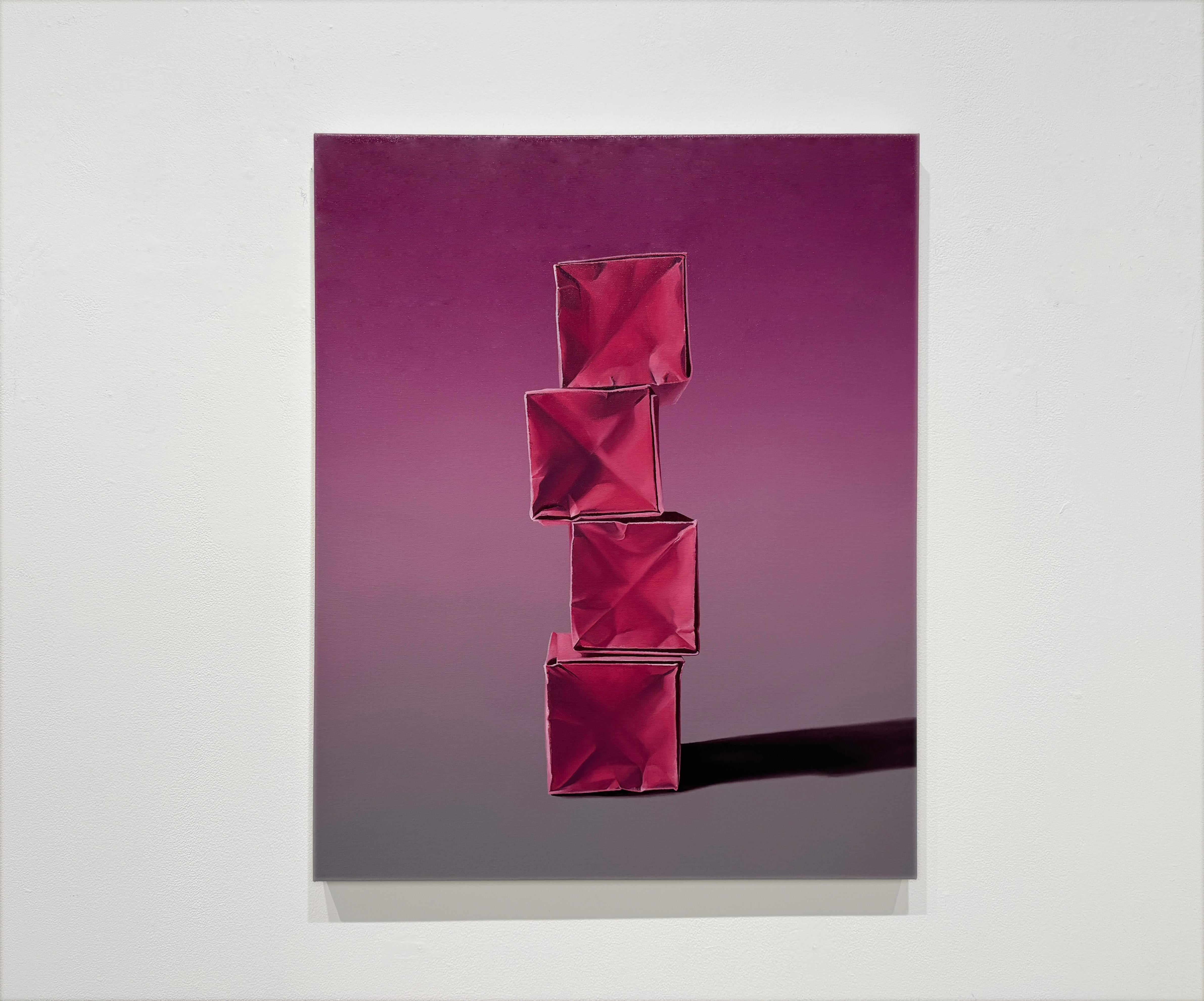 CAJAS DE PAPEL: PINK MONOCHROME - Realismo / Naturaleza muerta / Origami / Ombre - Painting de Kevin Palme