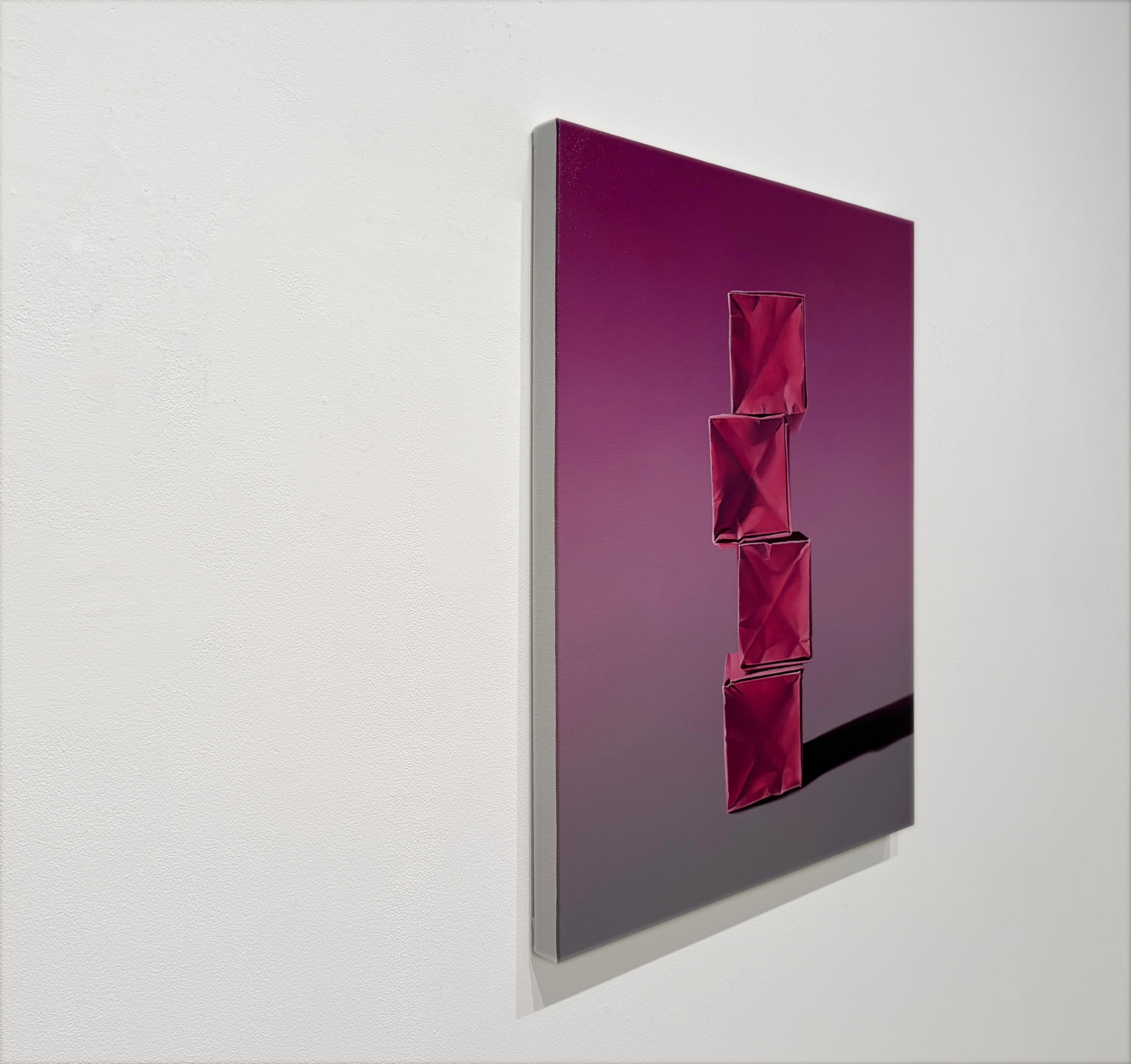 CAJAS DE PAPEL: PINK MONOCHROME - Realismo / Naturaleza muerta / Origami / Ombre - Painting Contemporáneo de Kevin Palme