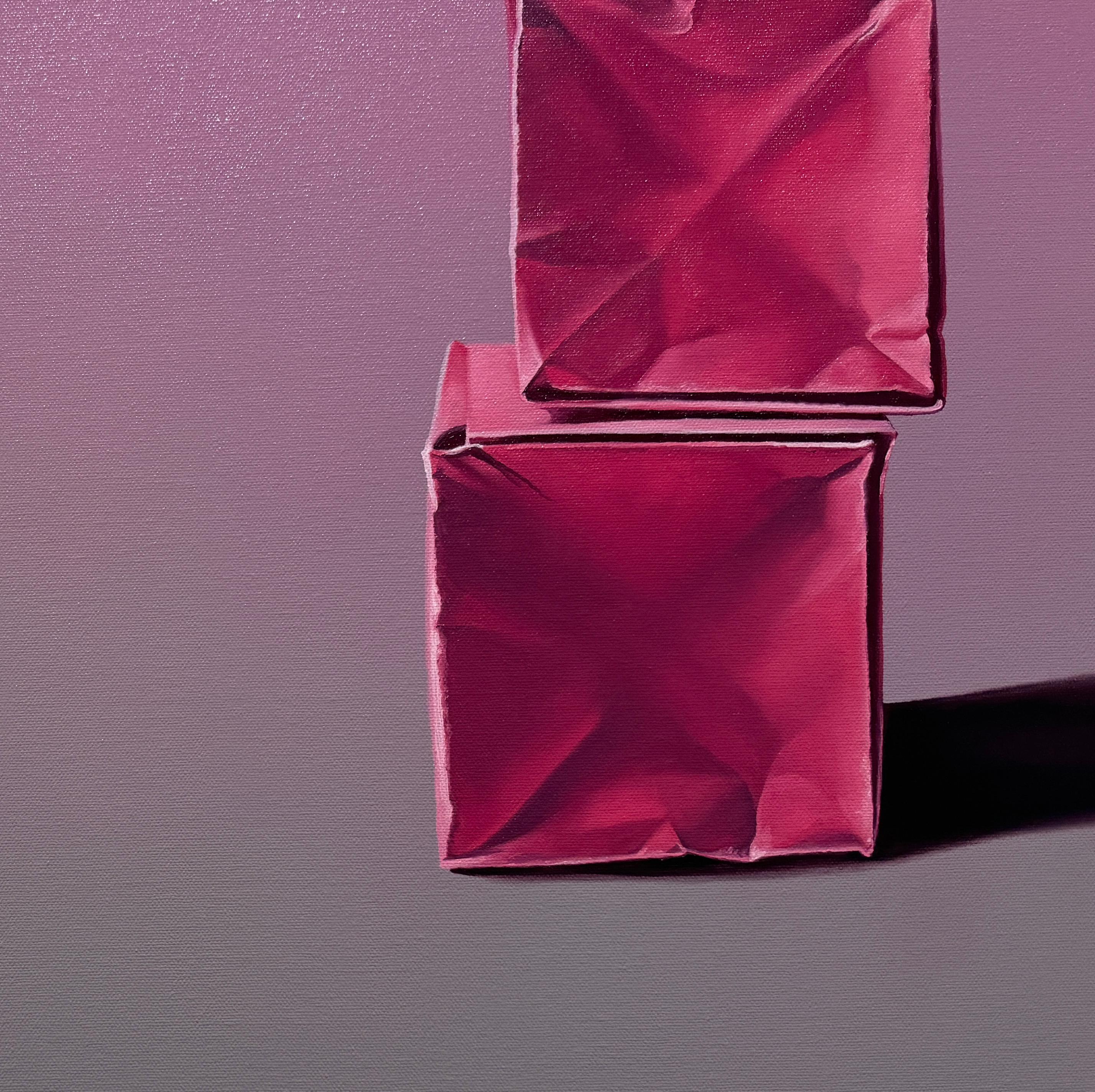 CAJAS DE PAPEL: PINK MONOCHROME - Realismo / Naturaleza muerta / Origami / Ombre - Still-Life Painting Rosa de Kevin Palme