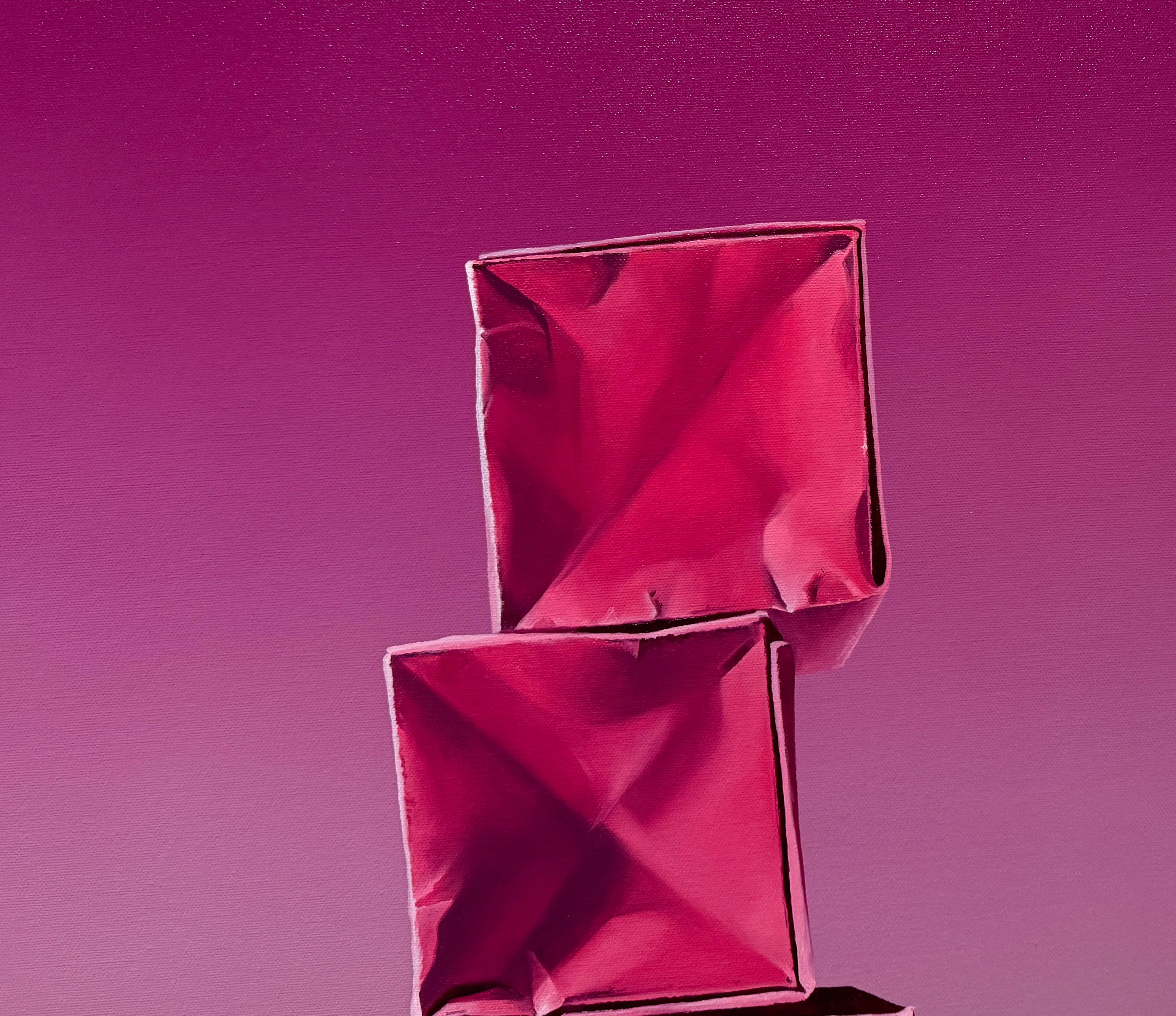 Pintura al óleo original de Kevin Palme.

A través de construcciones efímeras de cubitos de hielo y cajas de papel de origami, Kevin Palme (n. 1976, Morristown, Nueva Jersey) pretende transmitir la naturaleza transitoria de la vida. 

Como explica