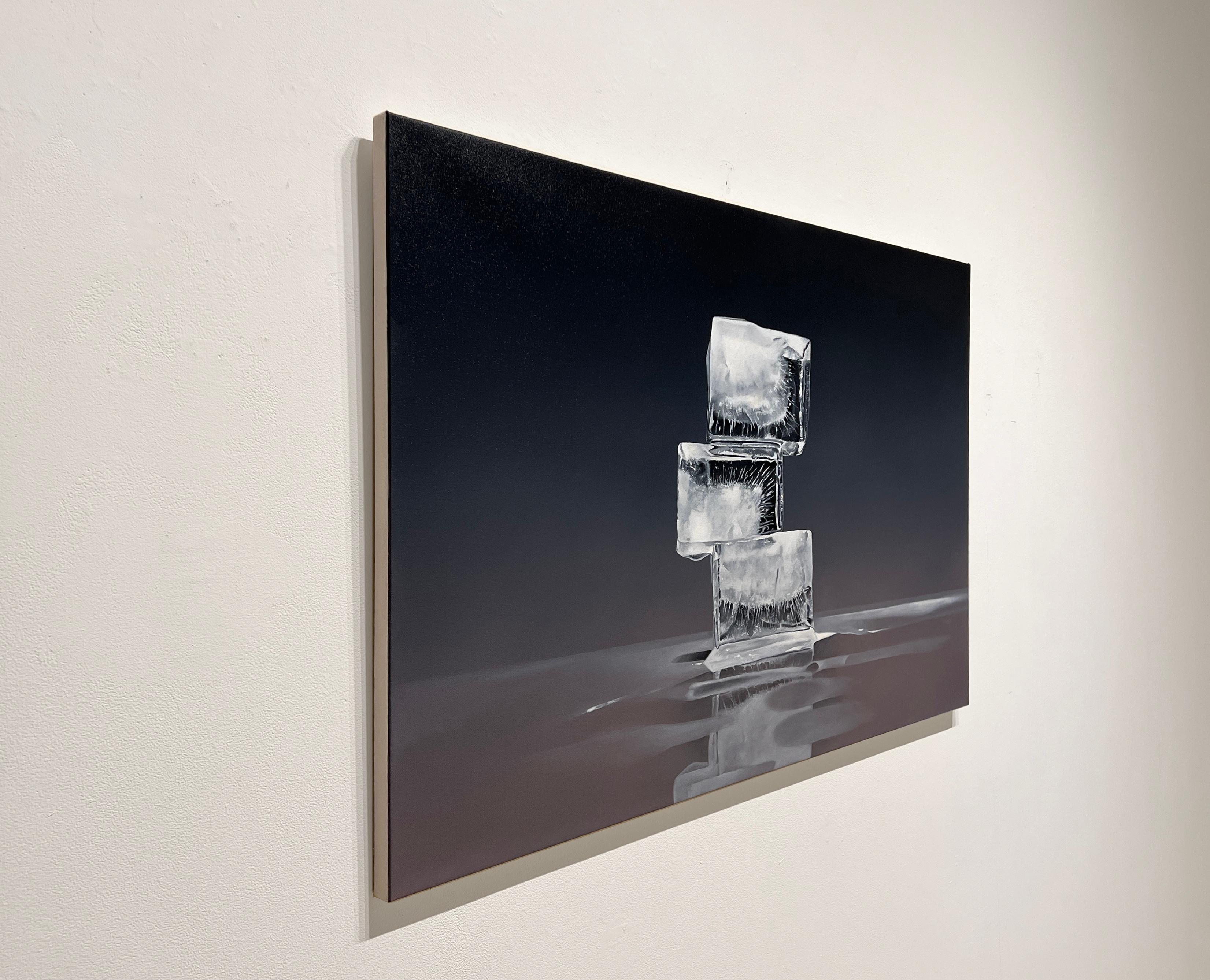 REMOTO - Fotorealismo / Natura morta / Cubetti di ghiaccio / Contemporaneo - Still-Life Painting Nero di Kevin Palme