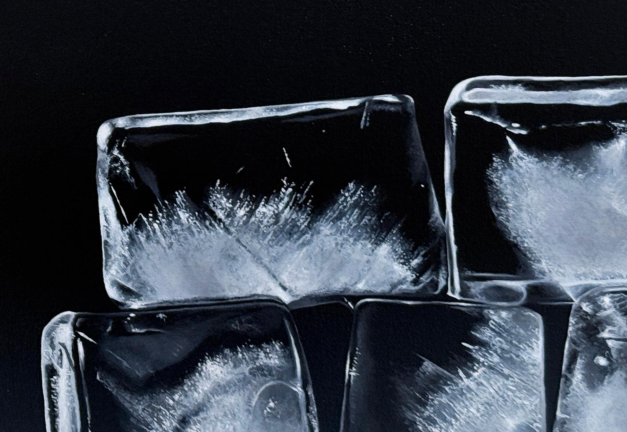 REPRIEVE - Still Life, Ice Cube, Realism - Black Still-Life Painting by Kevin Palme