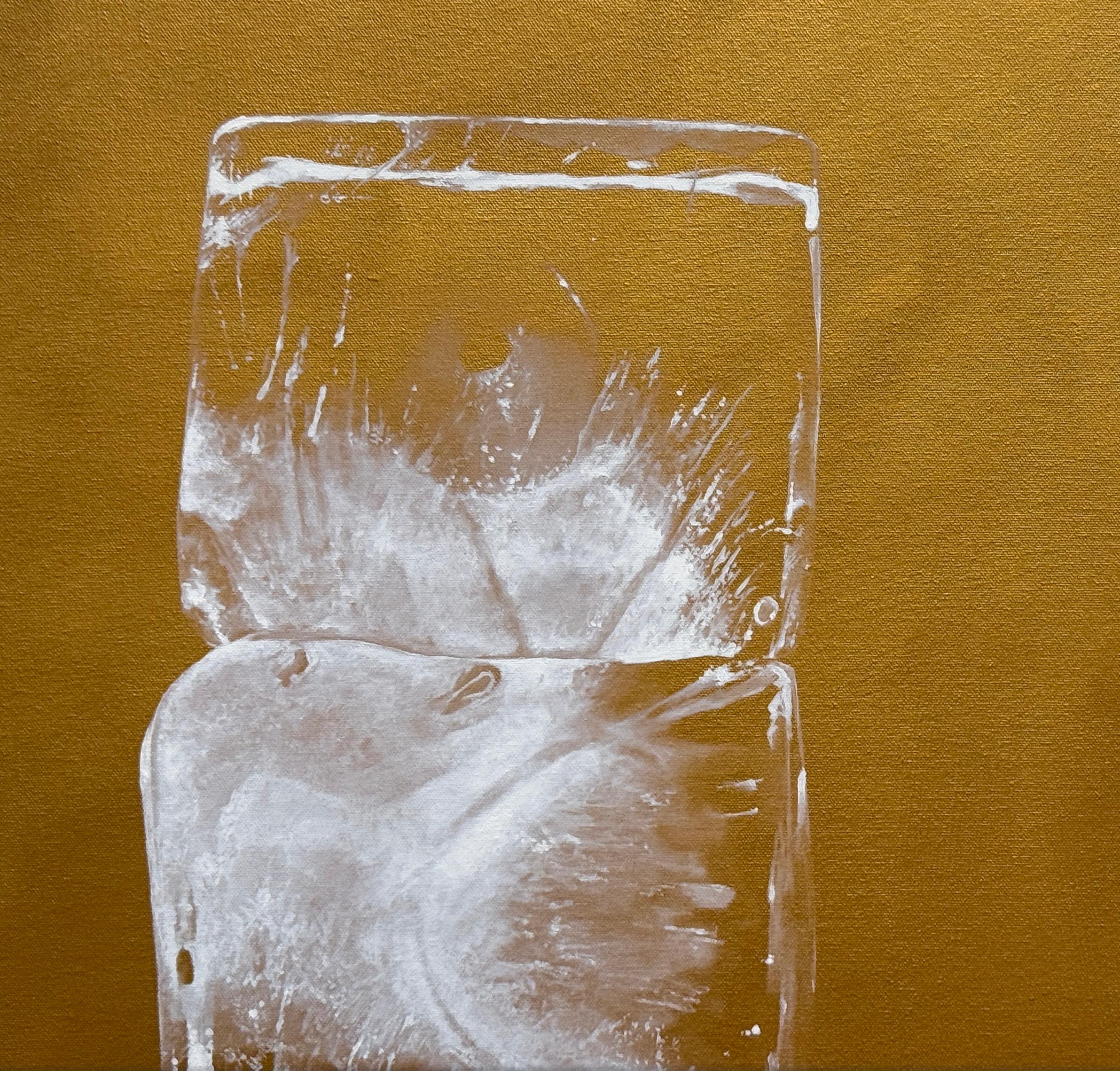 OBELISK, RENAISSANCE - Realism / Still Life/ Ice Cubes / Light / Dining / Bar - Orange Still-Life Painting by Kevin Palme 