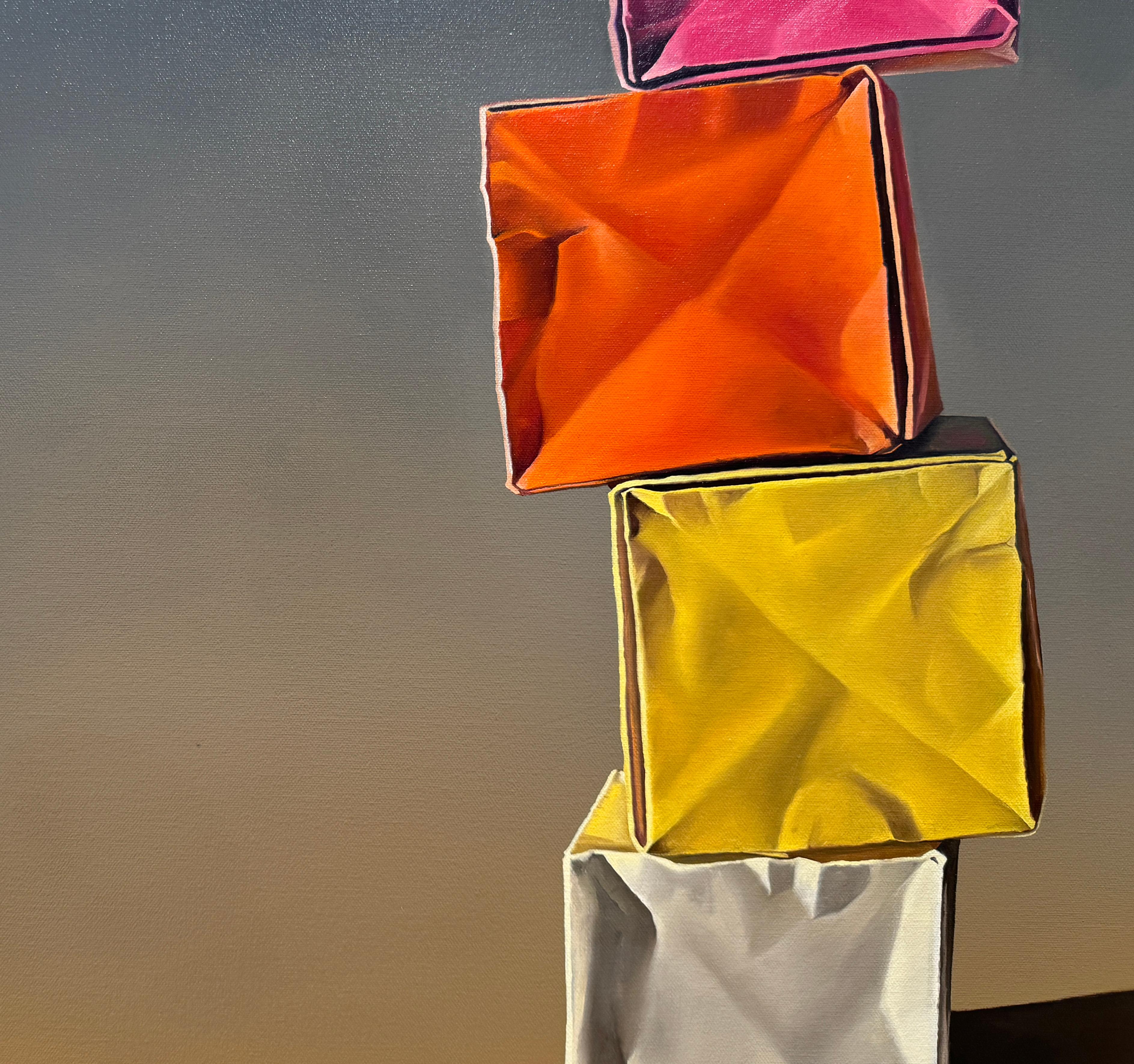 SCATOLE DI CARTA: GRADIENTE CALDO SU GRIGIO CALDO - Realismo / Origami di carta / Natura morta - Still-Life Painting Marrone di Kevin Palme 
