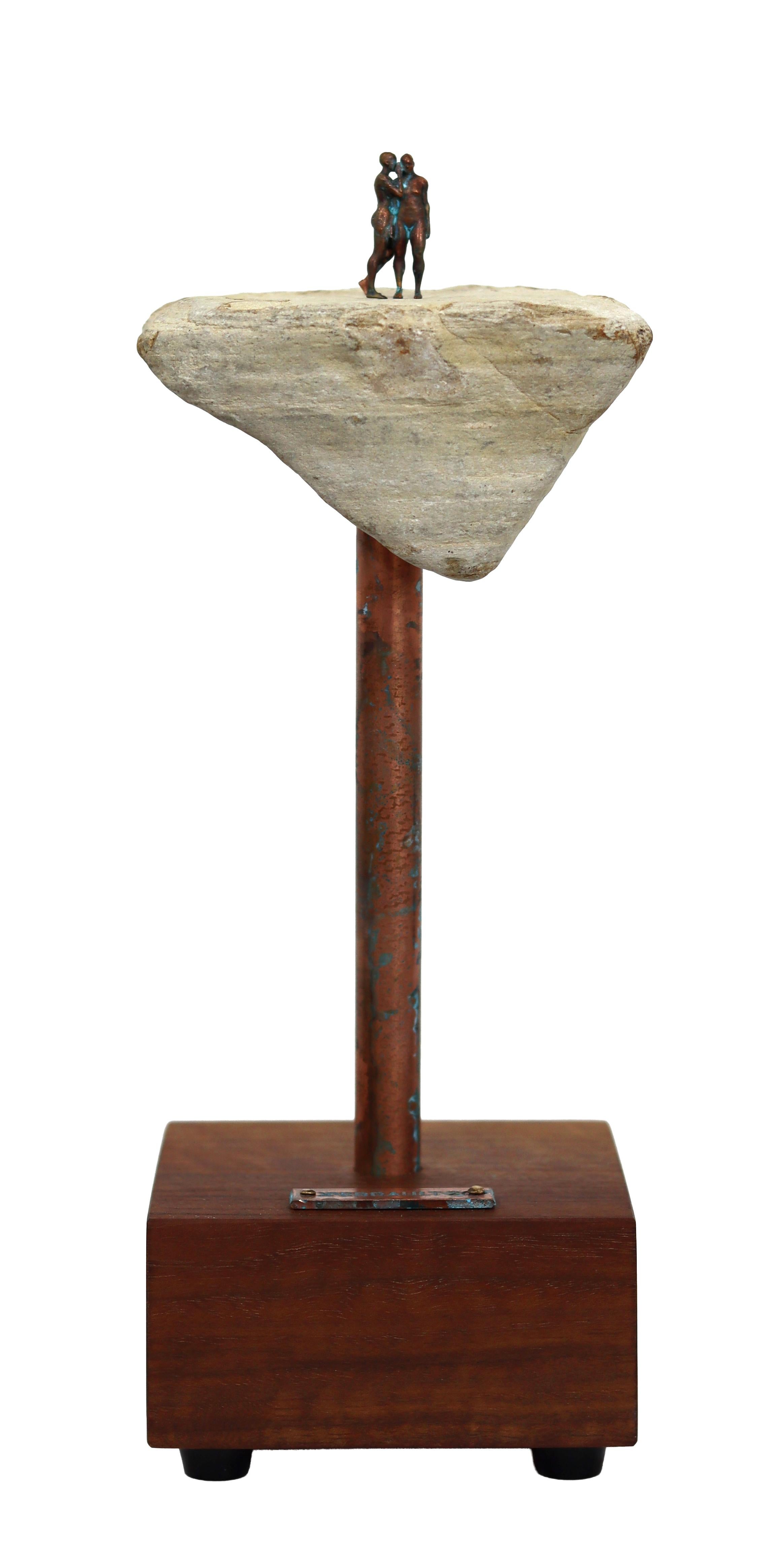 Secret 003 - Original Mixed Media Figurative Rock Sculpture For Table or Desk