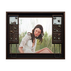 Hyperrealistic Portrait of a Woman with Chain Link Fence