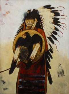 Fights Well Known Crow Indian Man Kevin Red Star Original Native American Art